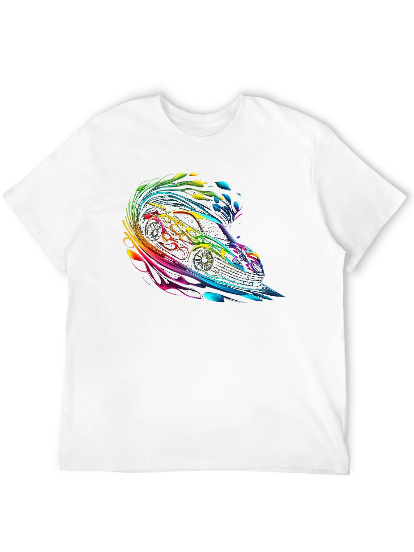 Rainbow Car Graphic Tee - Stylish Mens Black T-Shirt