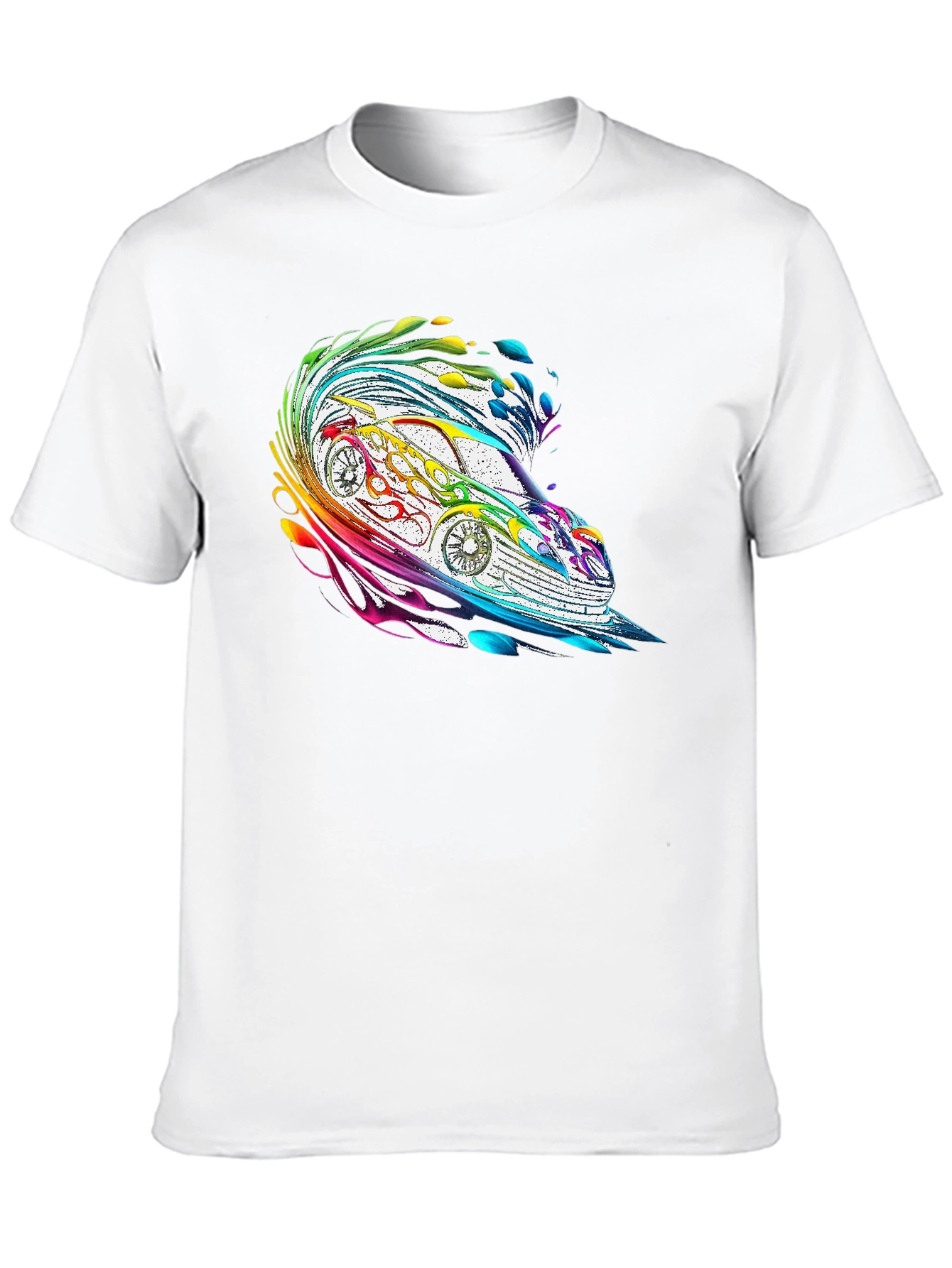 Rainbow Car Graphic Tee - Stylish Mens Black T-Shirt