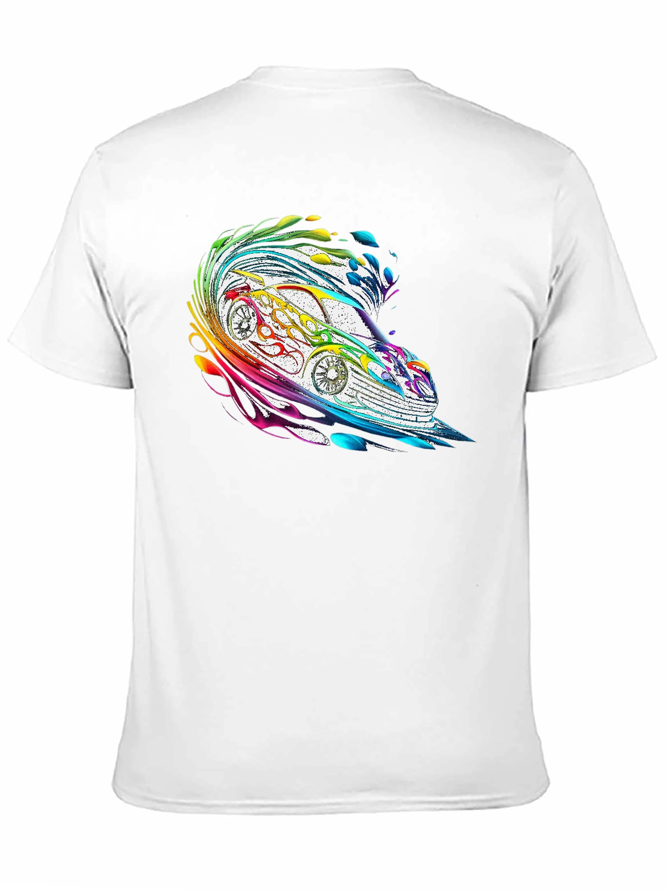 Rainbow Car Graphic Tee - Stylish Mens Black T-Shirt