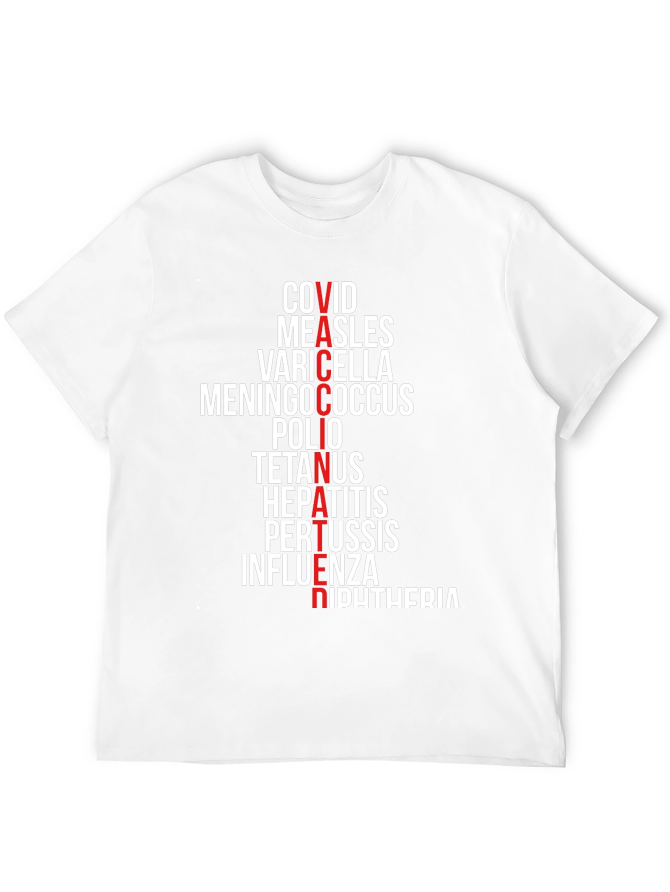 Vaccinated Diseases T-Shirt - Mens Cotton Crewneck