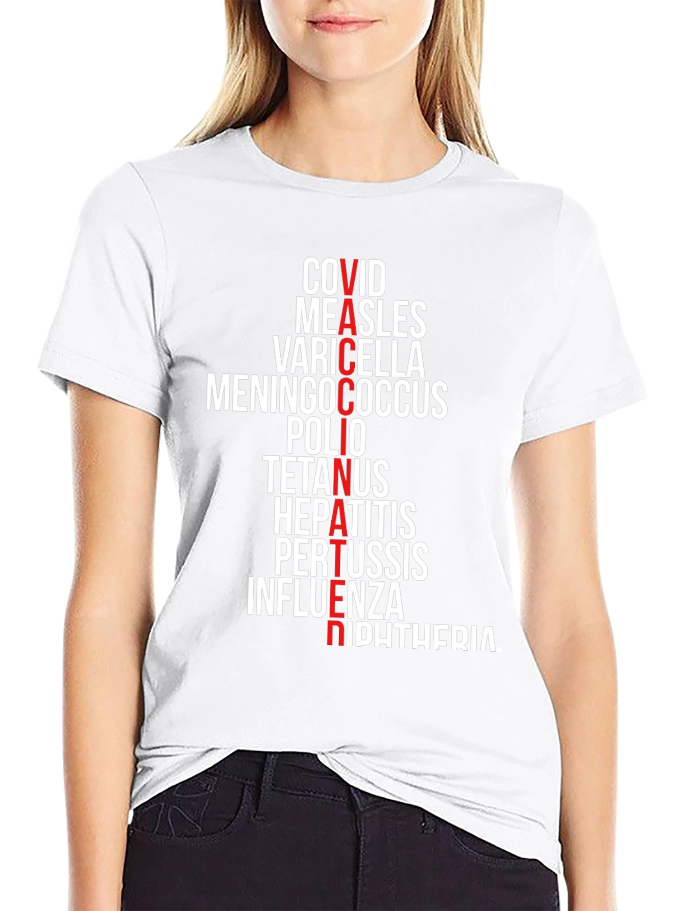 Vaccinated Diseases T-Shirt - Mens Cotton Crewneck