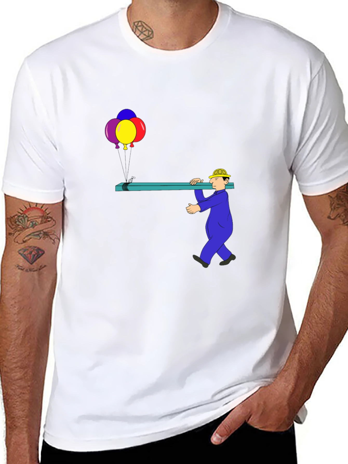 Construction Worker Carrying Wood T-Shirt