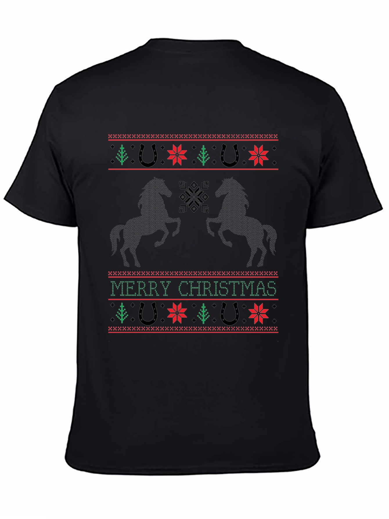 Horse Christmas Sweater Pattern Tee