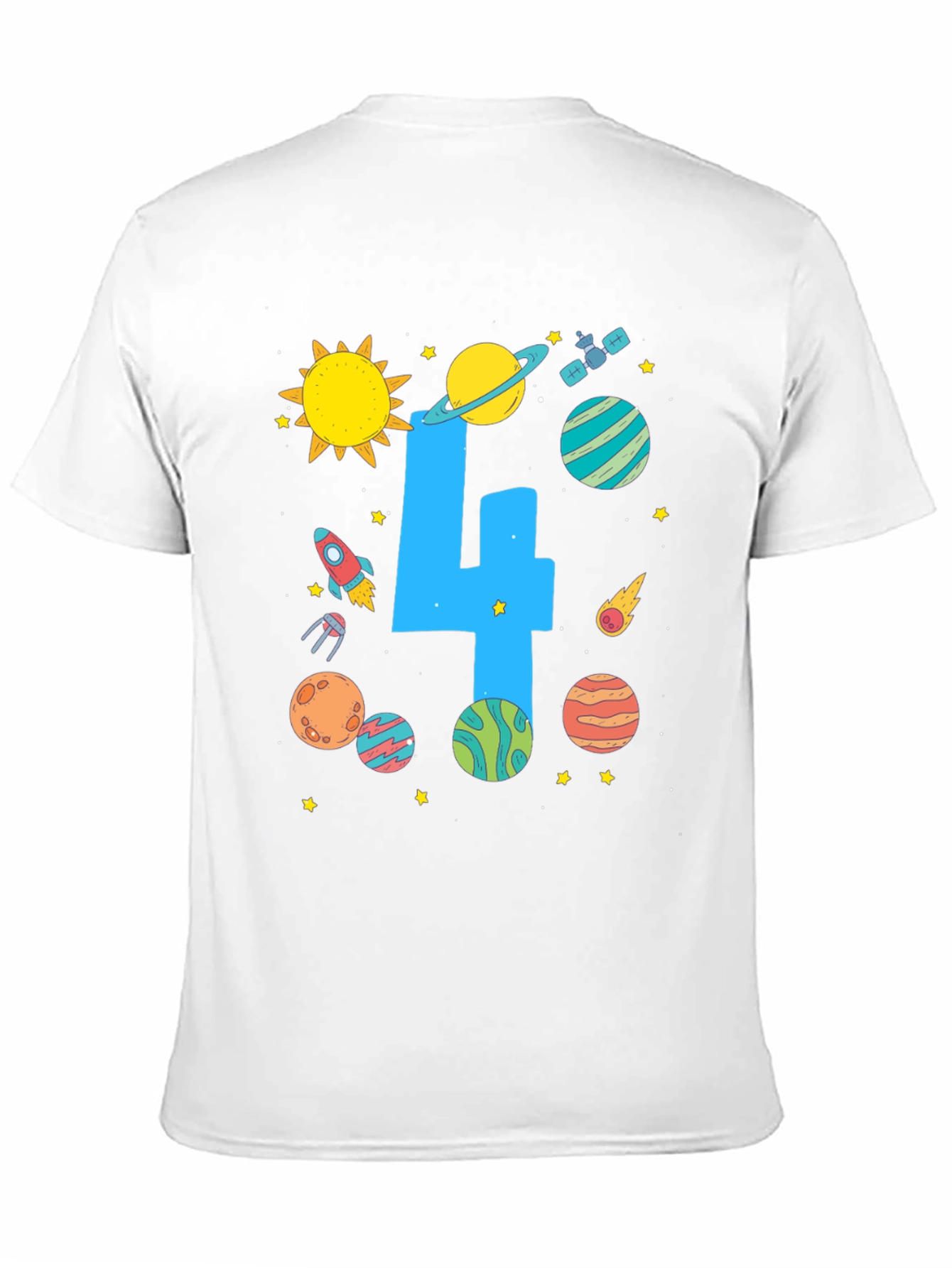Kids 4th Birthday Space T-Shirt