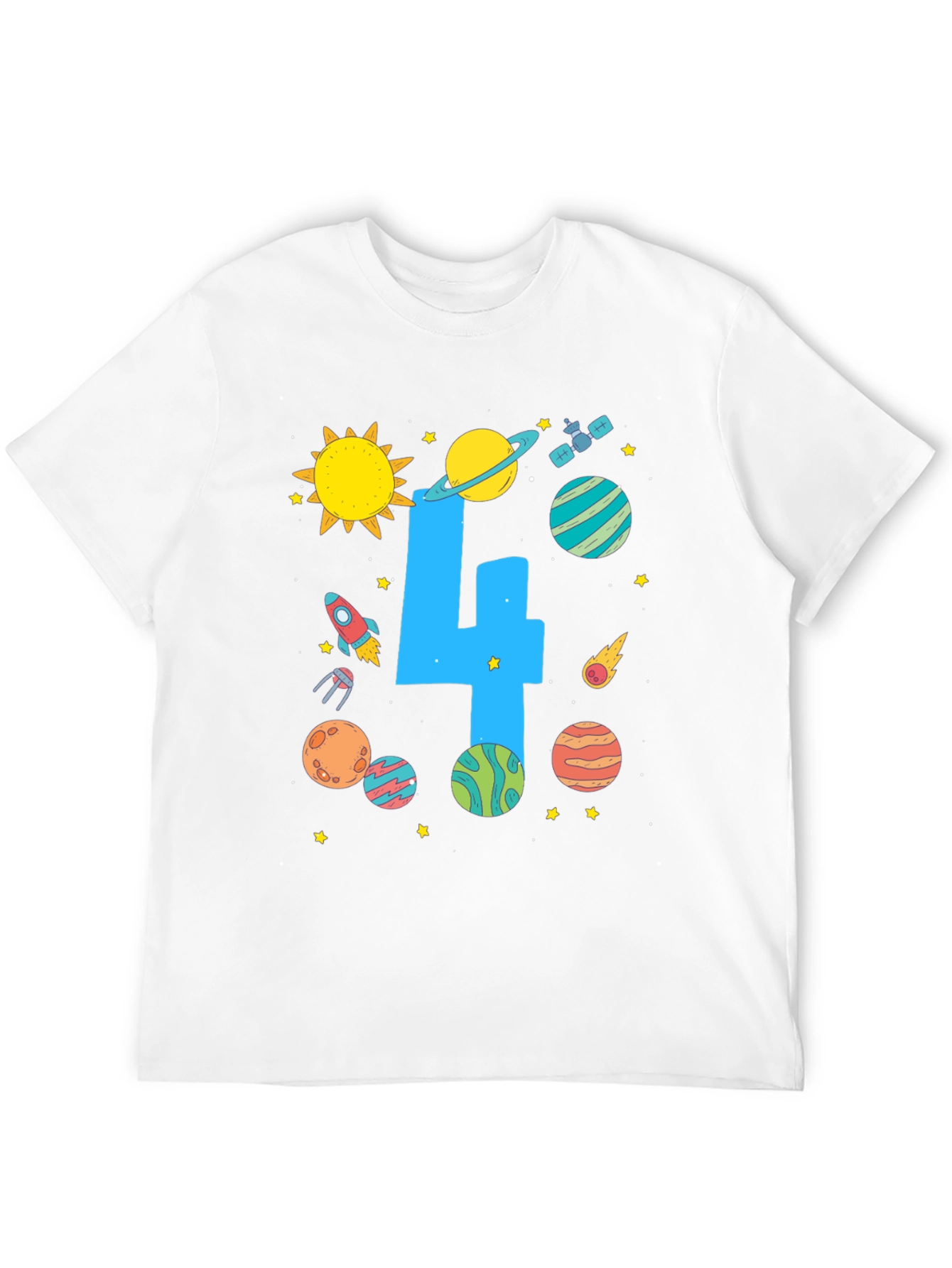 Kids 4th Birthday Space T-Shirt