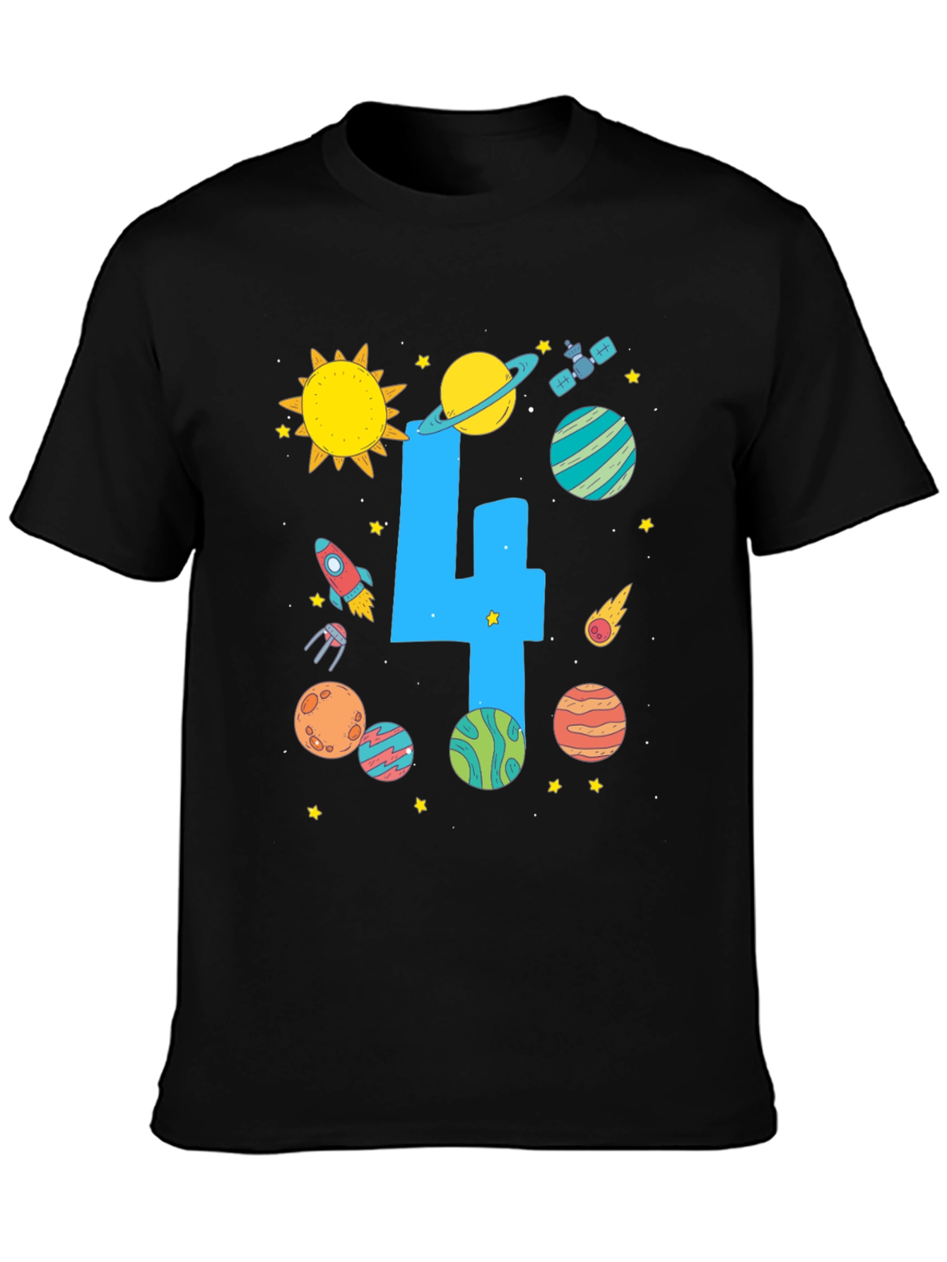 Kids 4th Birthday Space T-Shirt