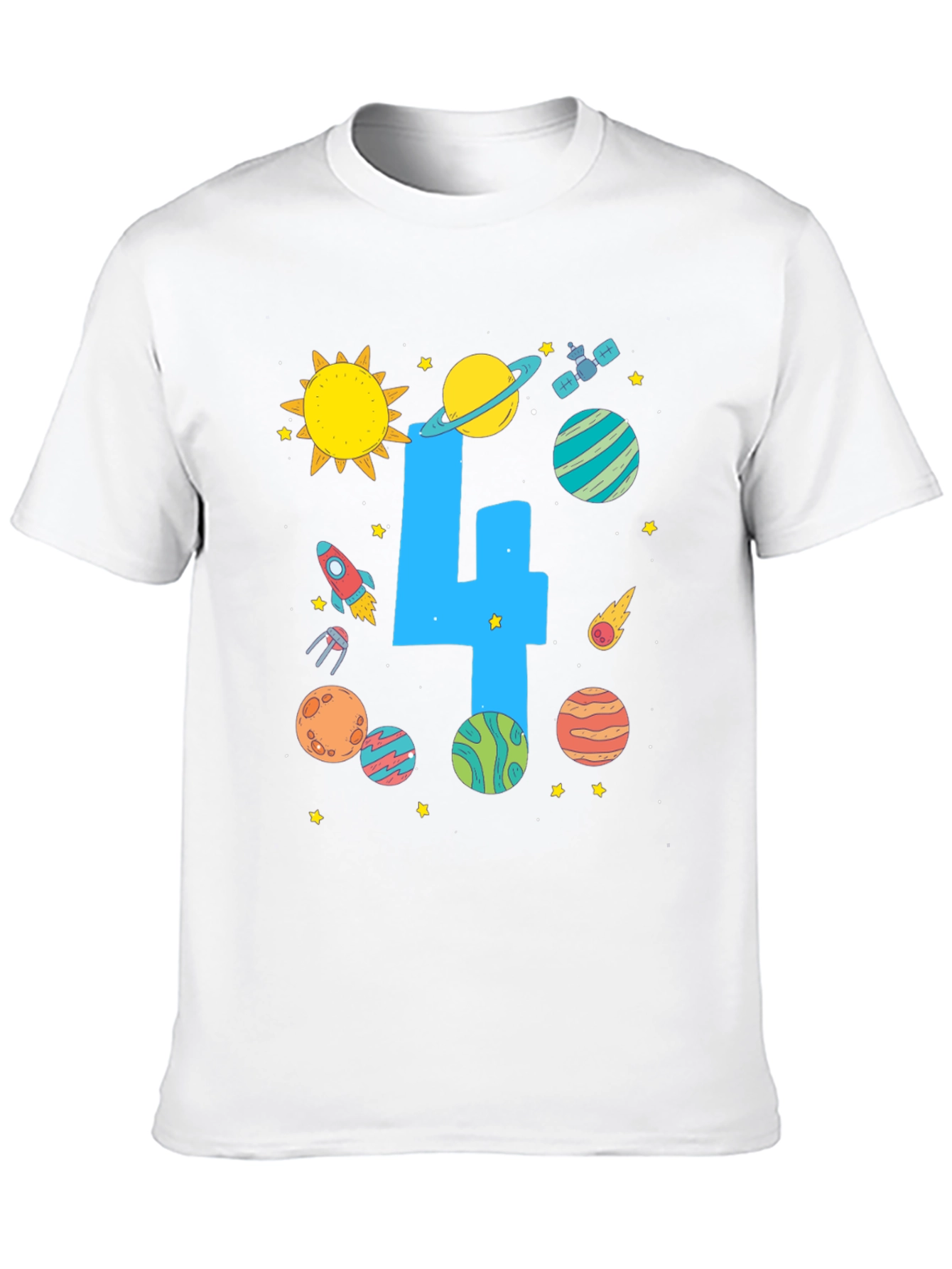 Kids 4th Birthday Space T-Shirt