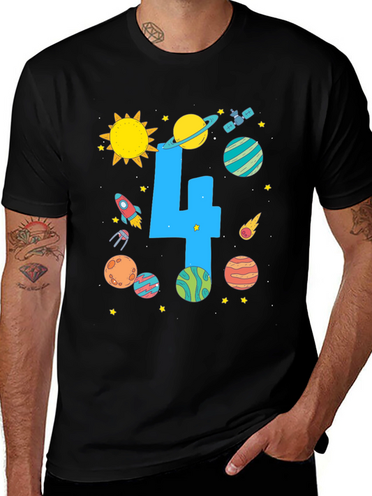 Kids 4th Birthday Space T-Shirt