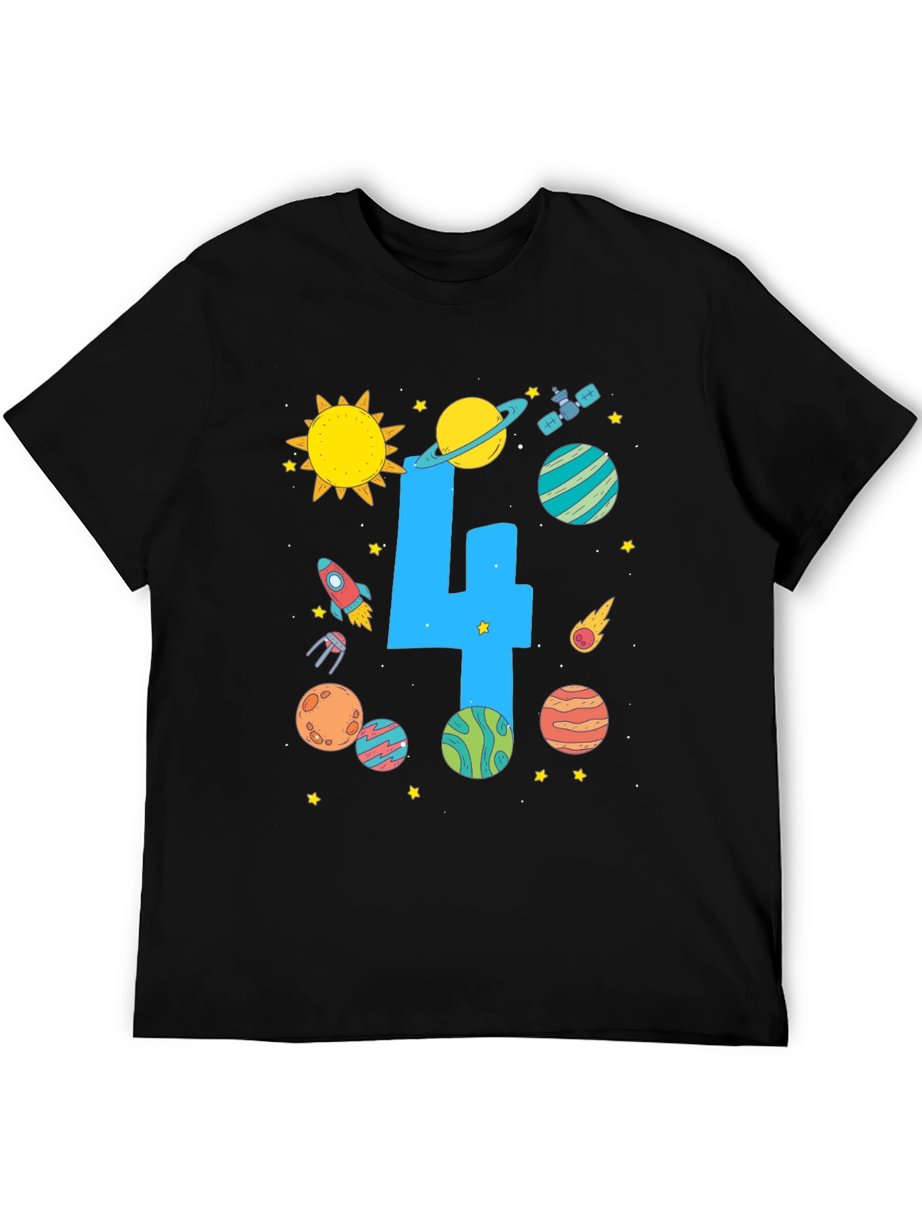 Kids 4th Birthday Space T-Shirt