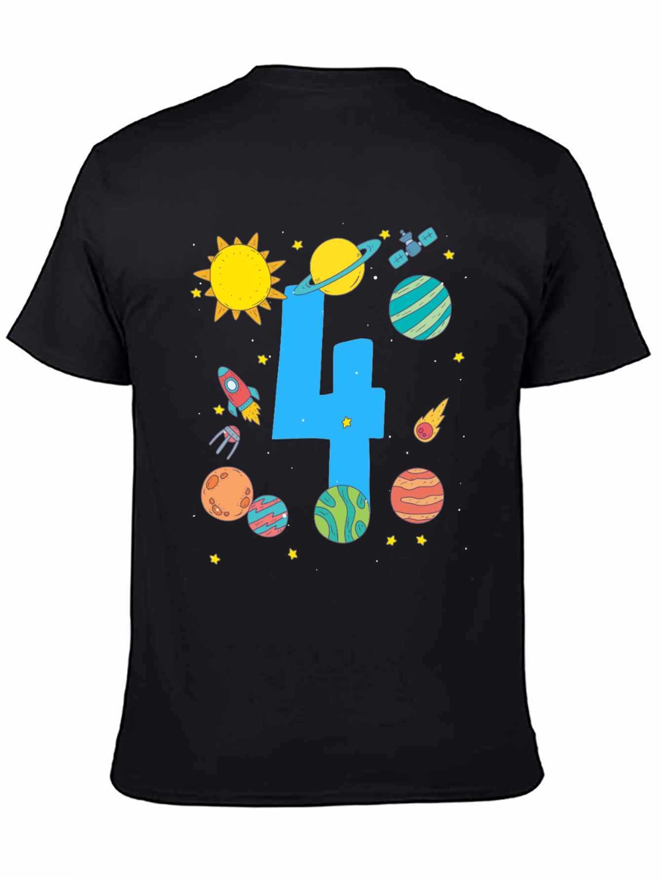 Kids 4th Birthday Space T-Shirt
