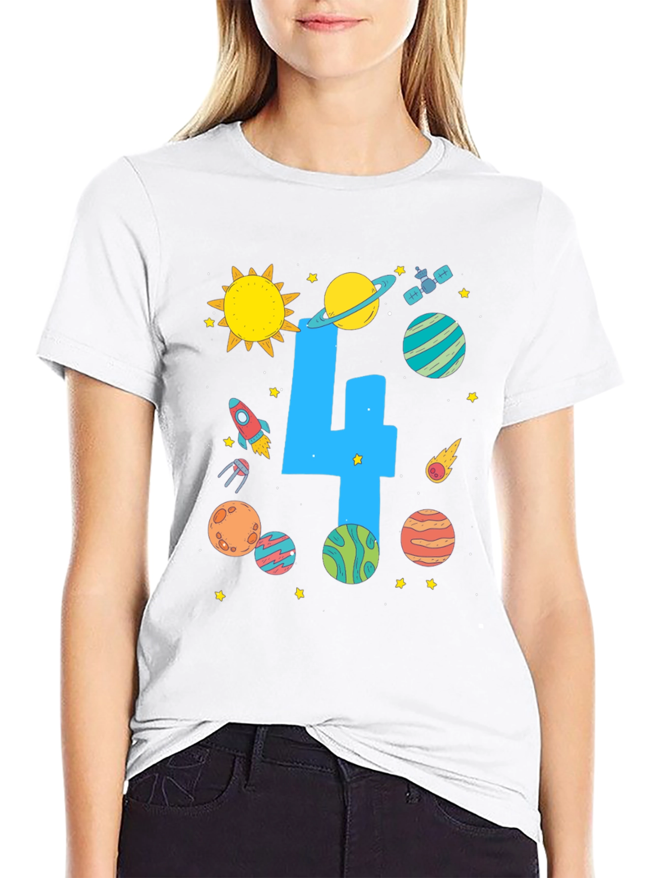 Kids 4th Birthday Space T-Shirt
