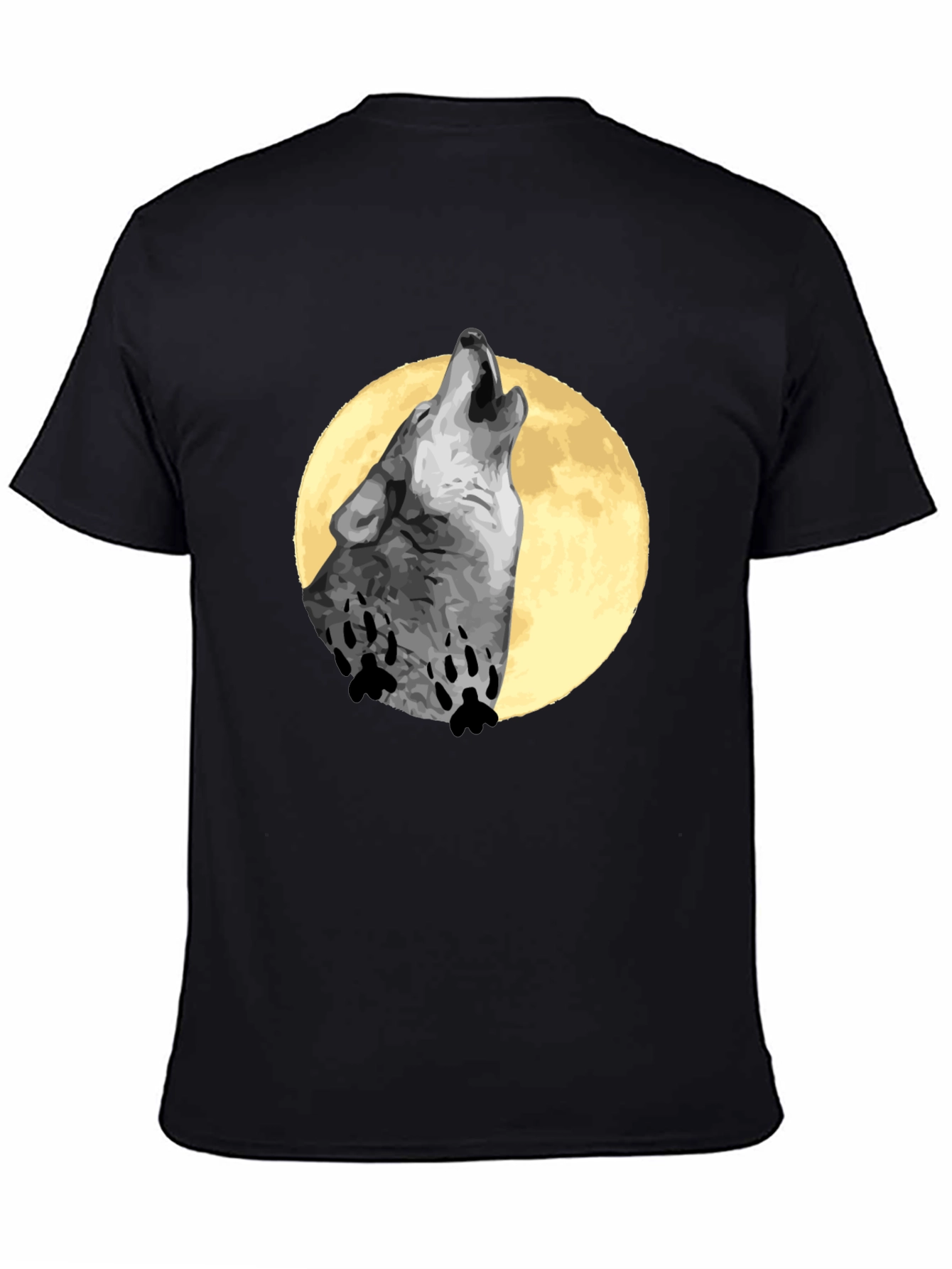 Wolf Howling Moon T-Shirt - Black Cotton Tee