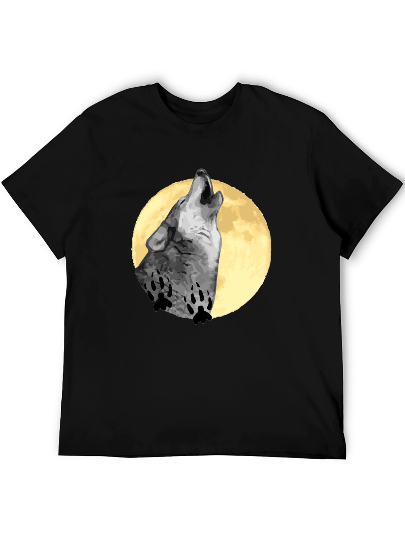 Wolf Howling Moon T-Shirt - Black Cotton Tee
