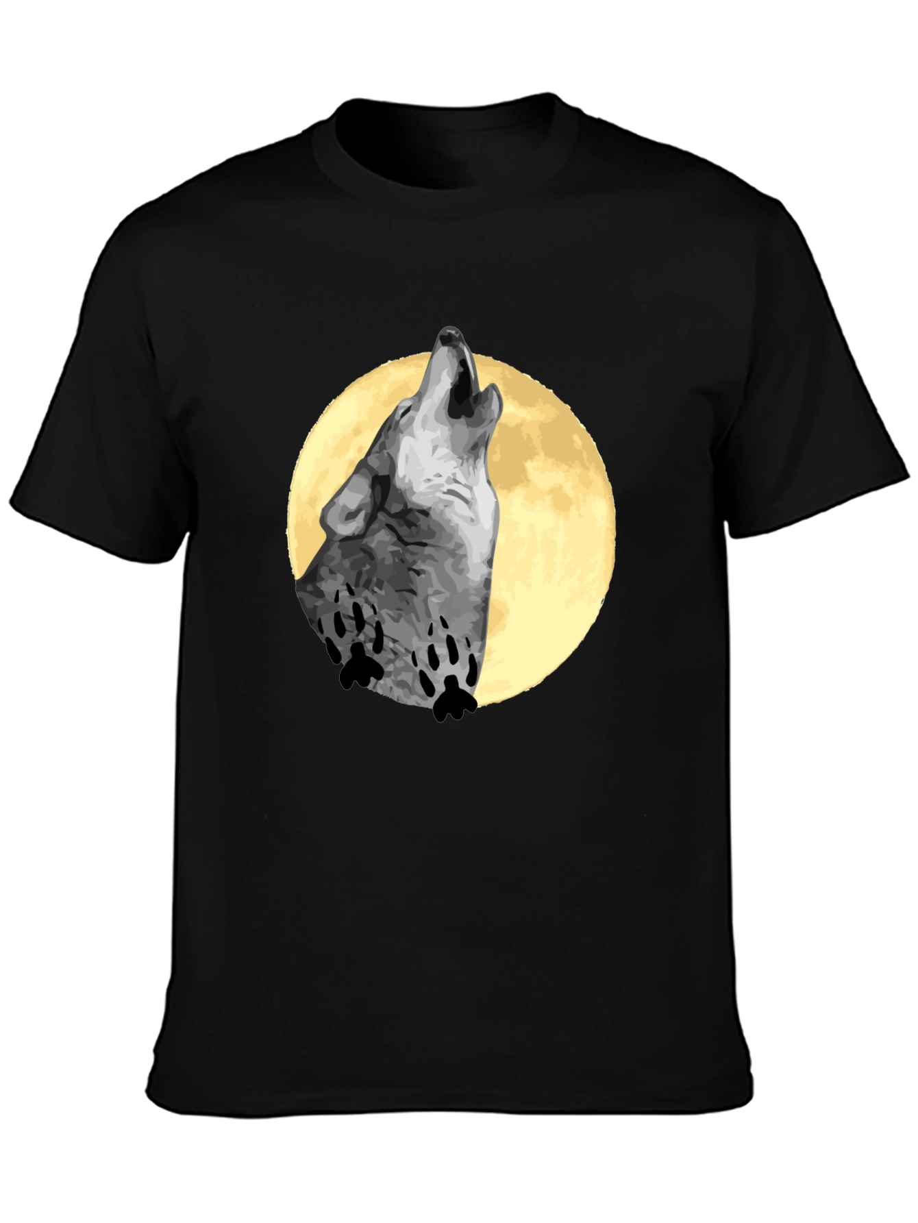 Wolf Howling Moon T-Shirt - Black Cotton Tee
