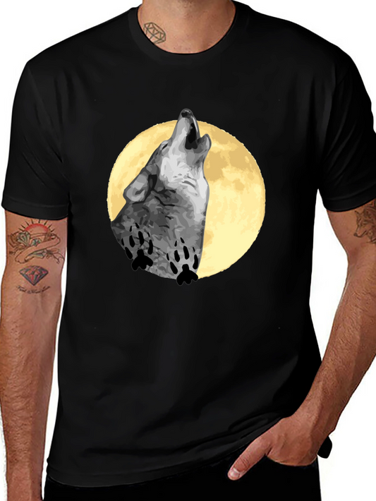 Wolf Howling Moon T-Shirt - Black Cotton Tee
