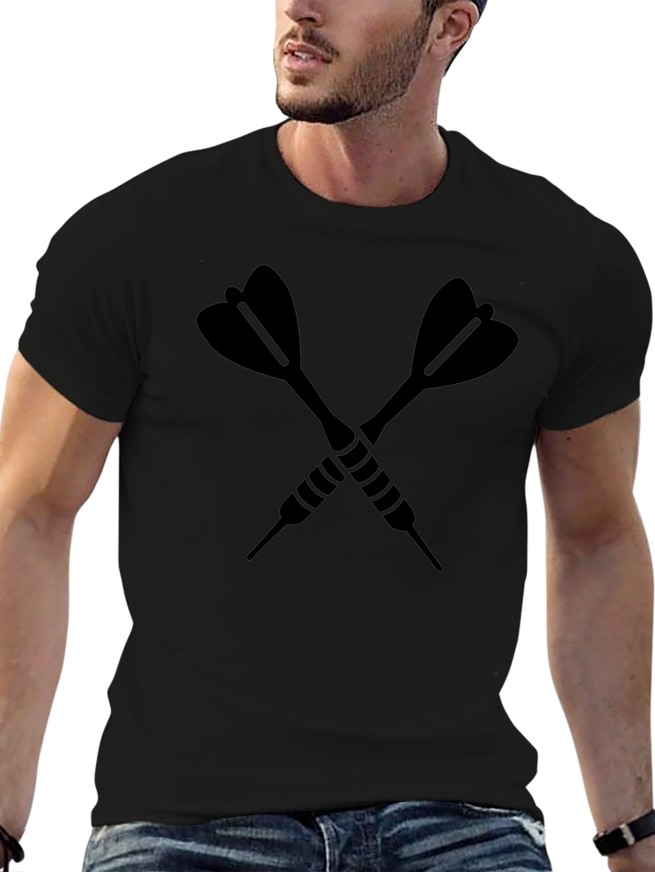 Crossed Darts Graphic Tee - Black Casual Shirt