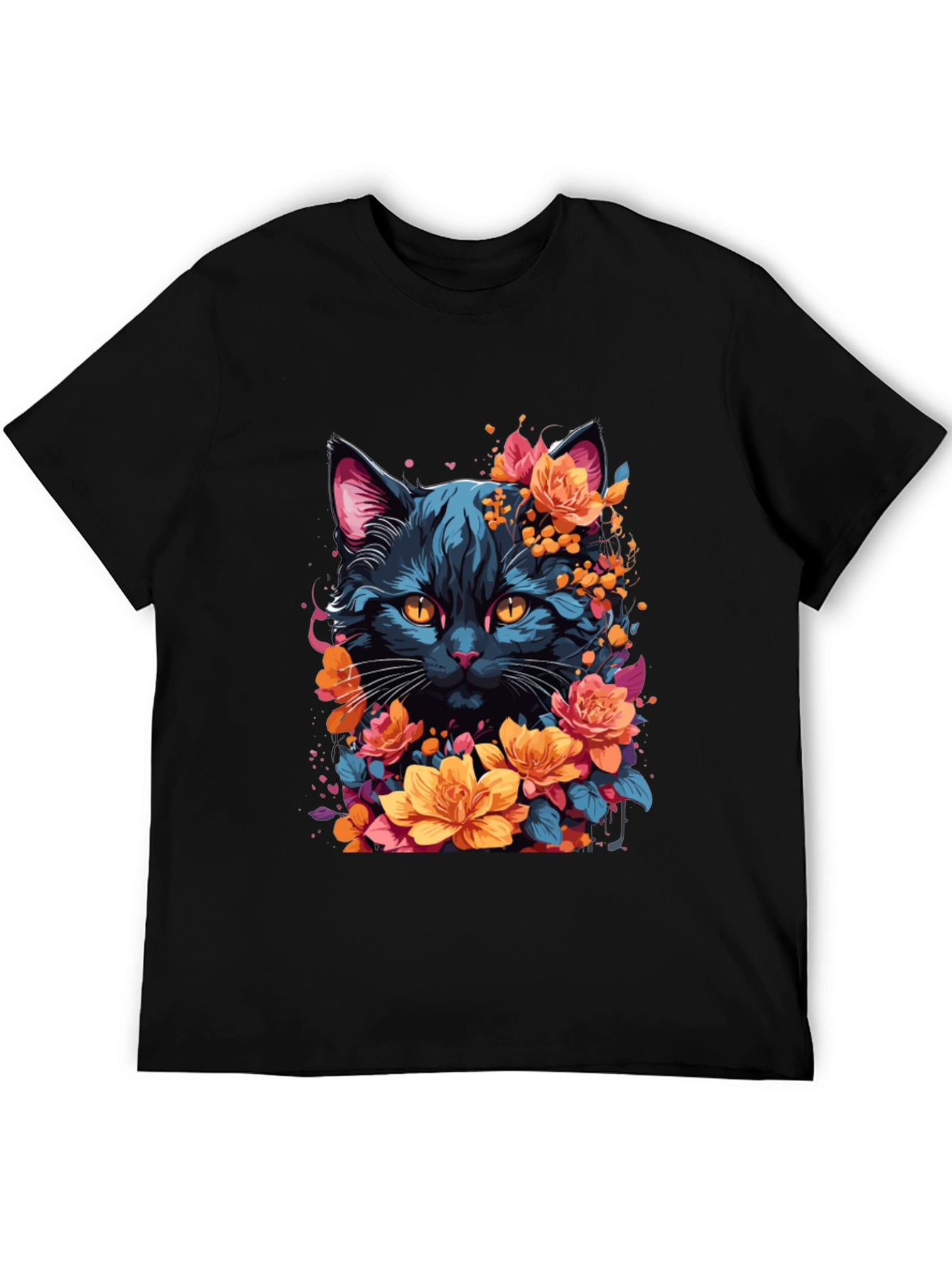 Floral Cat Graphic T-Shirt