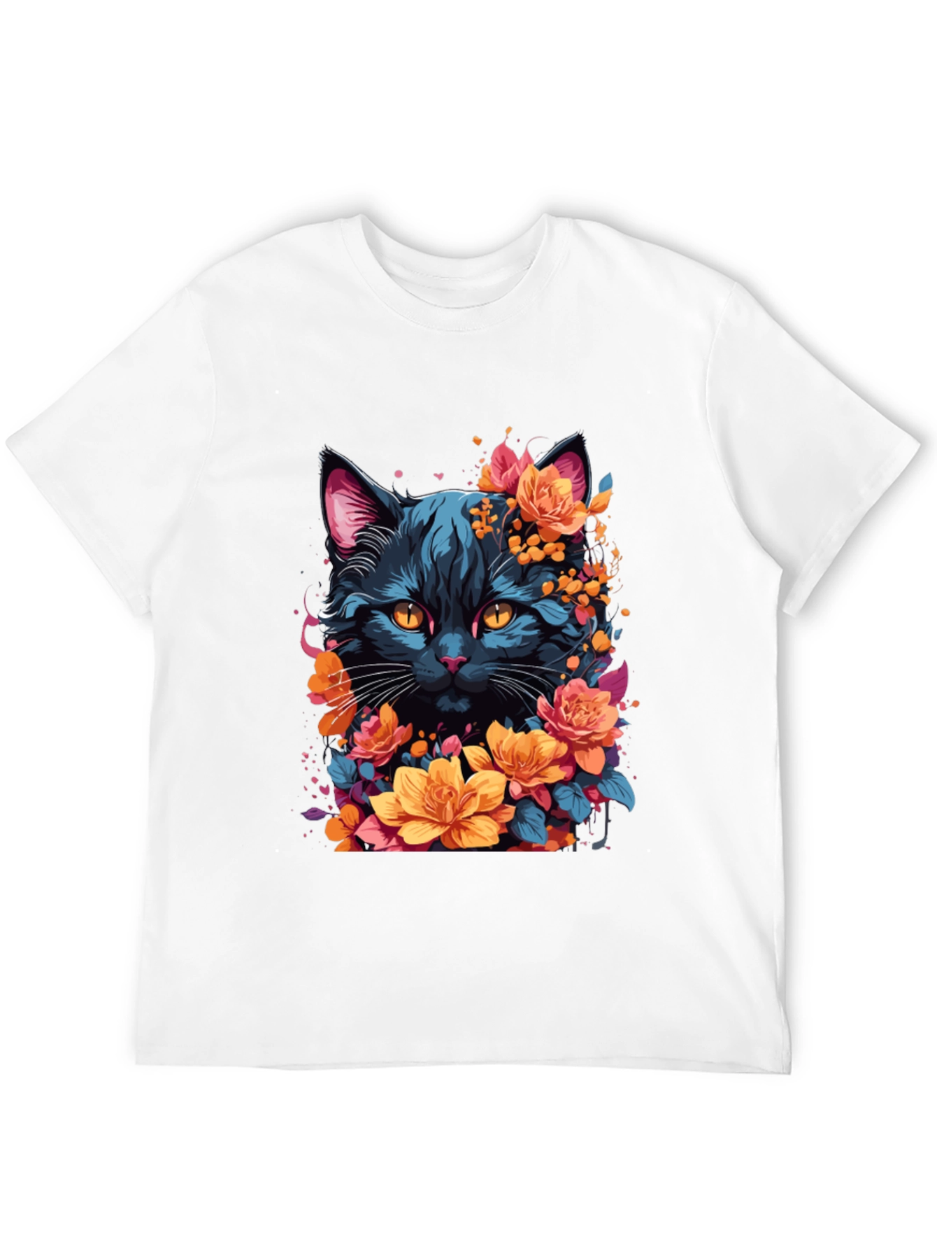 Floral Cat Graphic T-Shirt