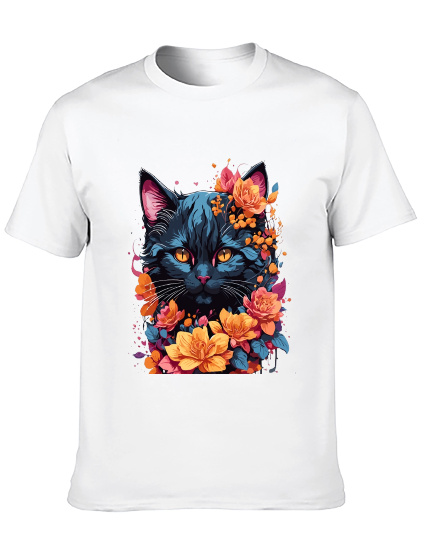 Floral Cat Graphic T-Shirt