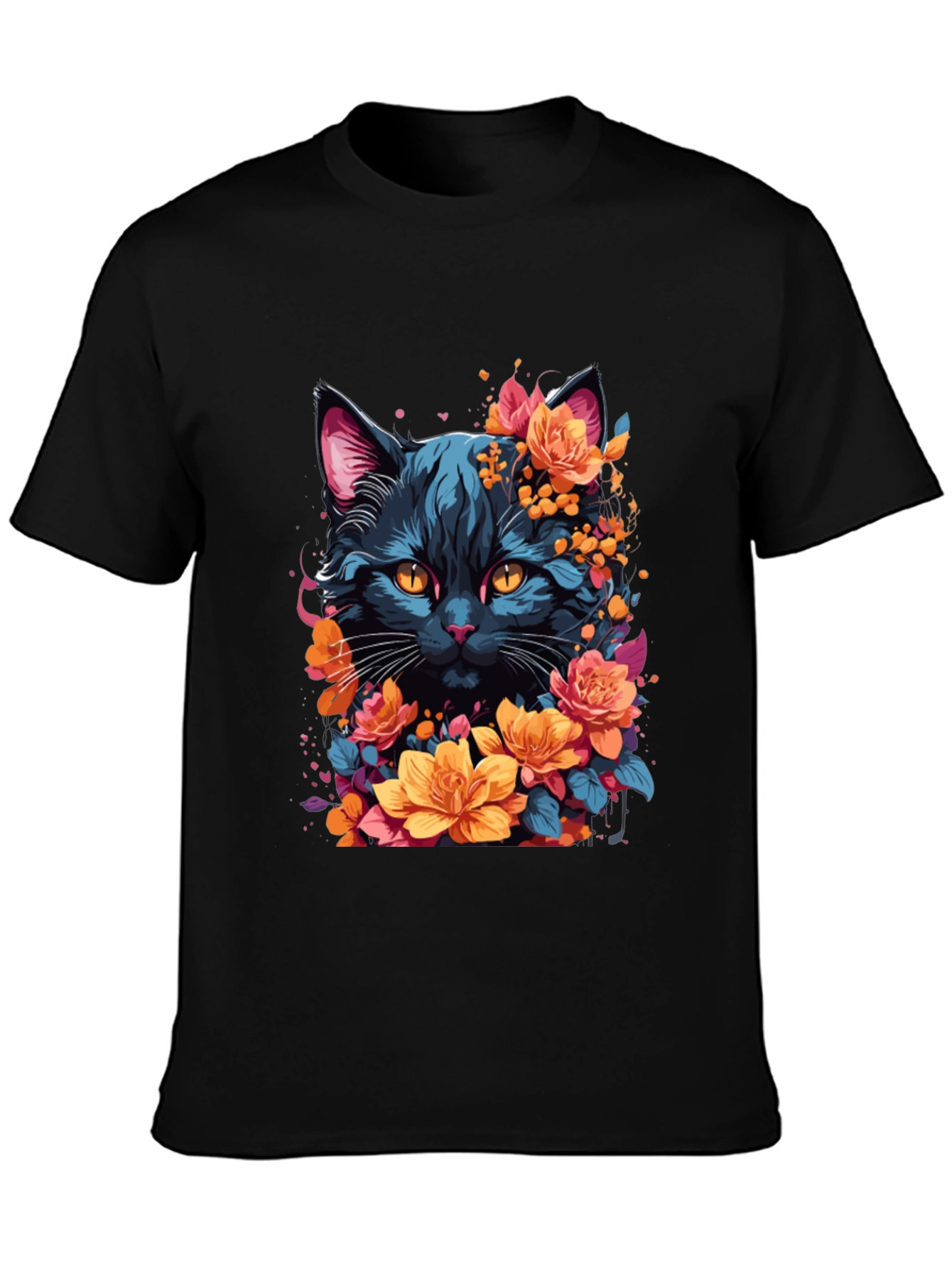 Floral Cat Graphic T-Shirt