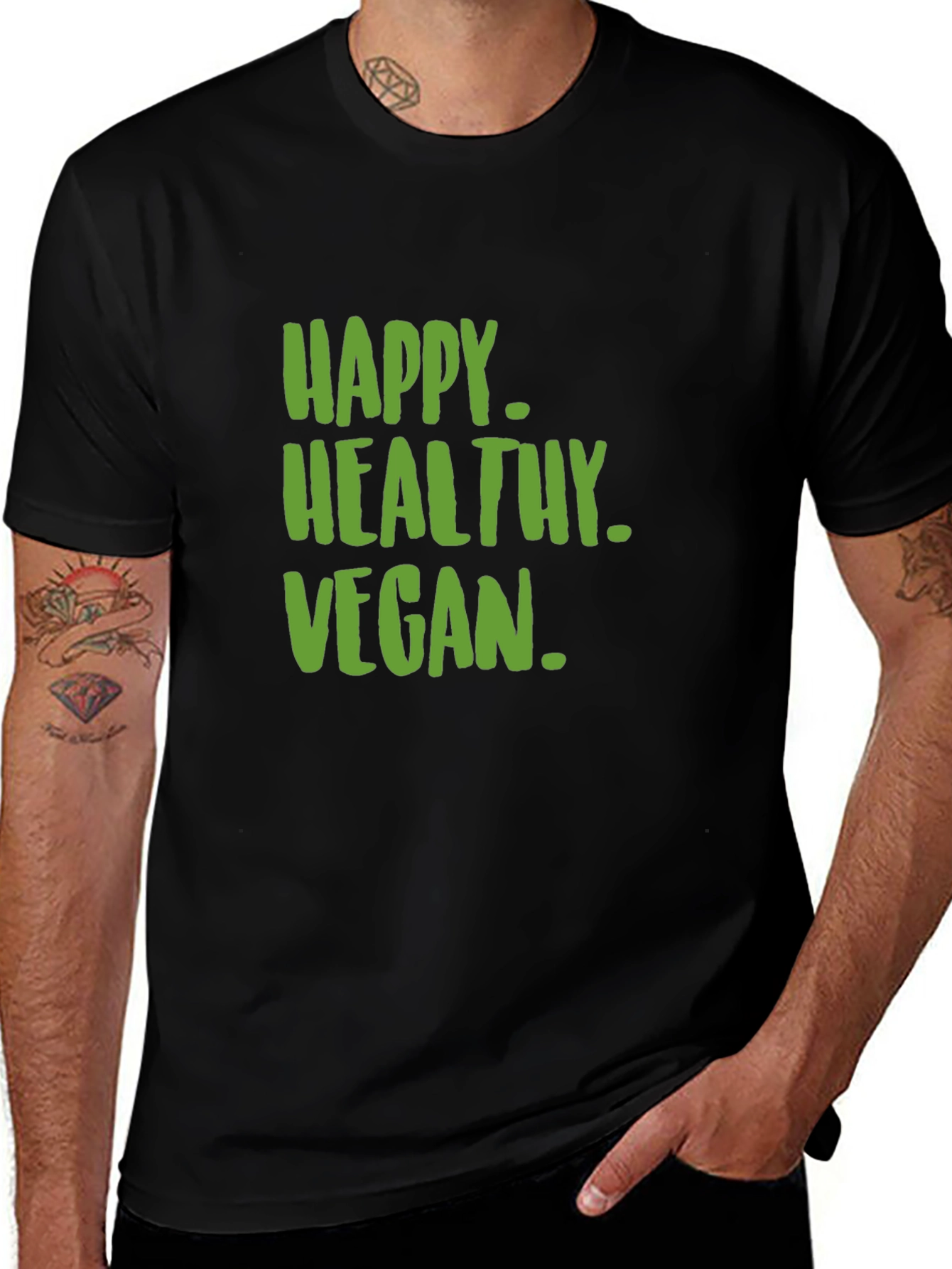 Happy Healthy Vegan T-Shirt - Unisex Graphic Tee