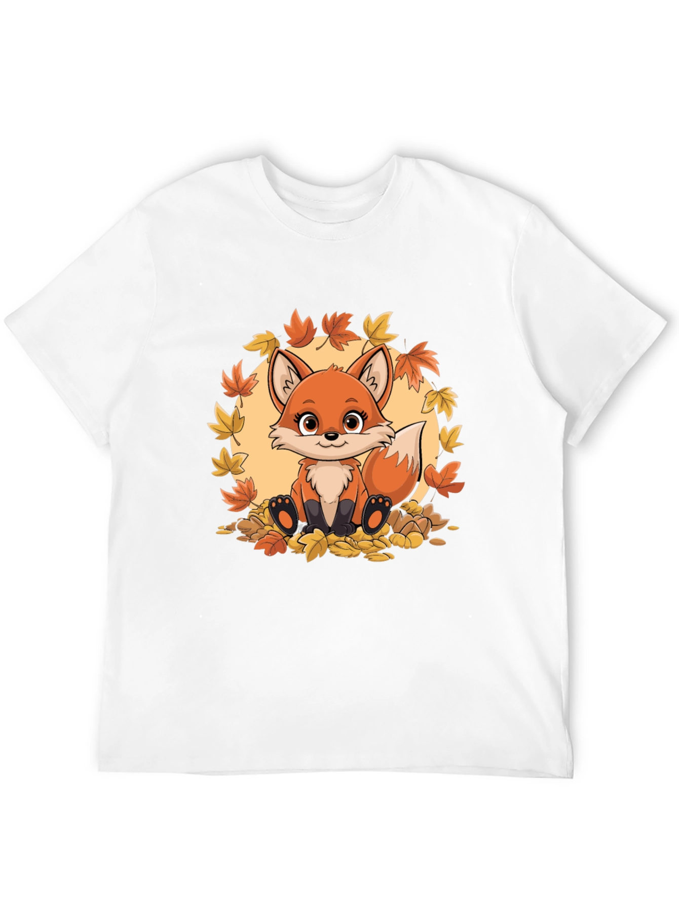 Cute Fox Autumn Leaves Graphic T-Shirt