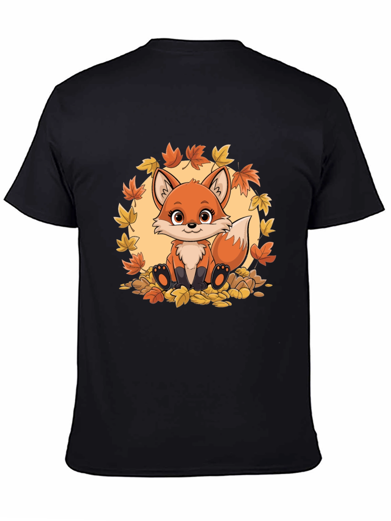 Cute Fox Autumn Leaves Graphic T-Shirt