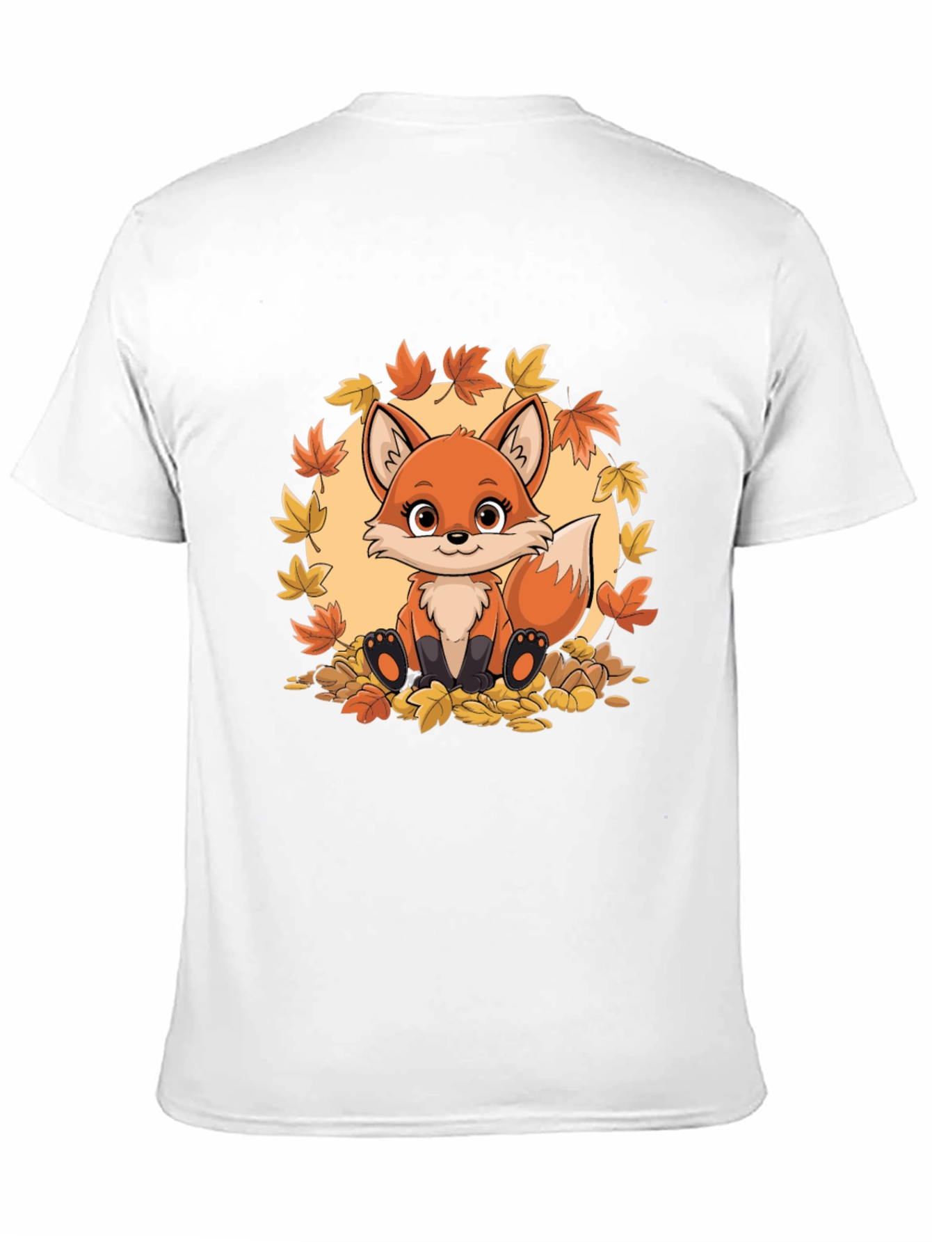Cute Fox Autumn Leaves Graphic T-Shirt