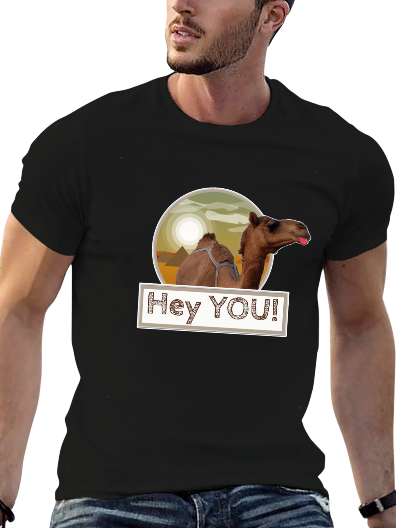 Hey YOU! Camel T-Shirt - Black