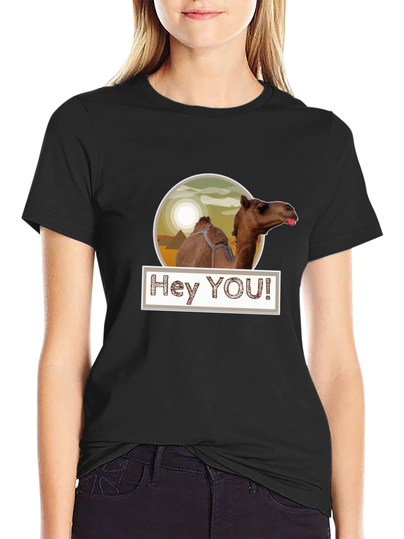Hey YOU! Camel T-Shirt - Black
