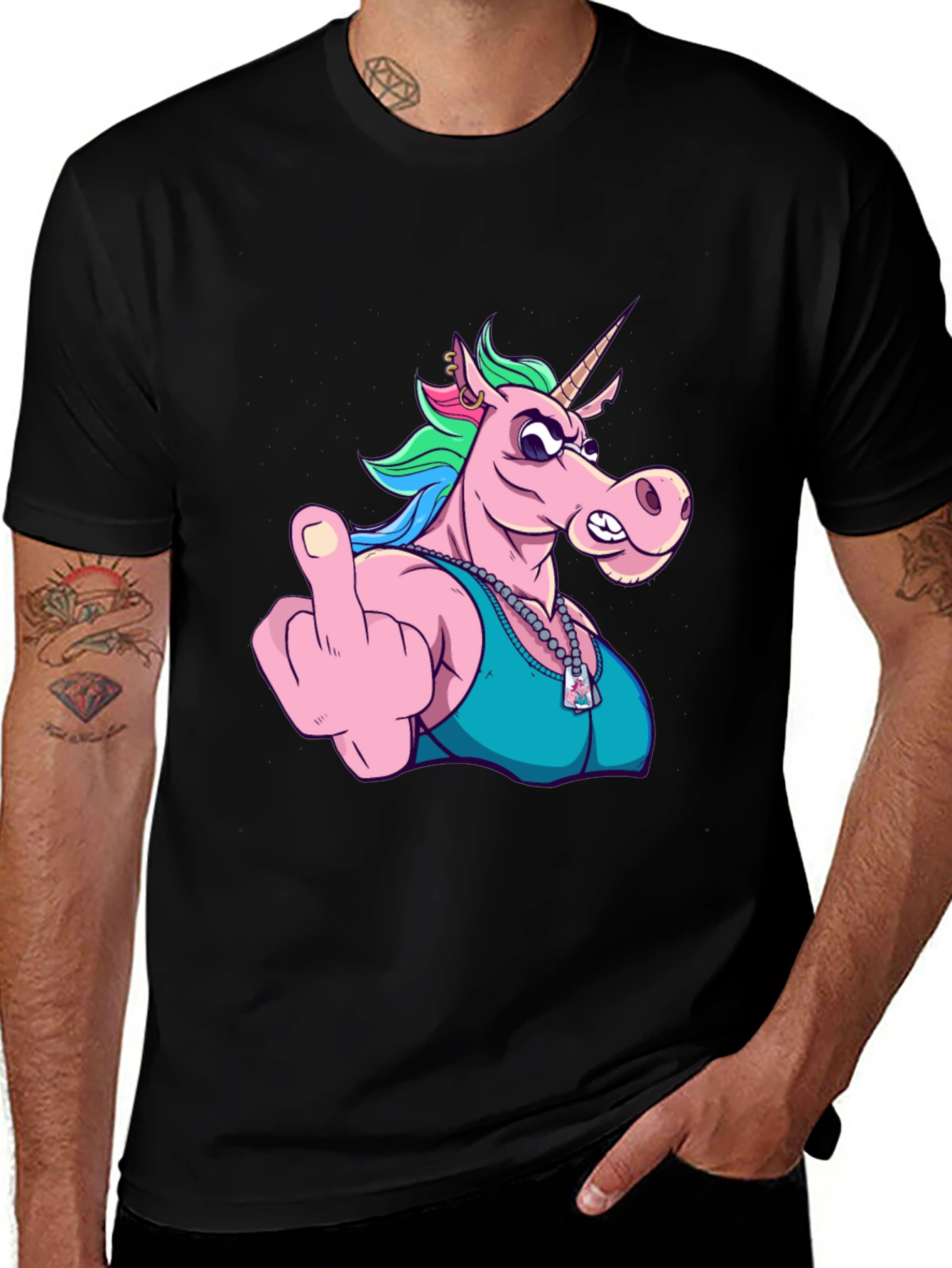 Funny Unicorn Middle Finger Graphic Tee