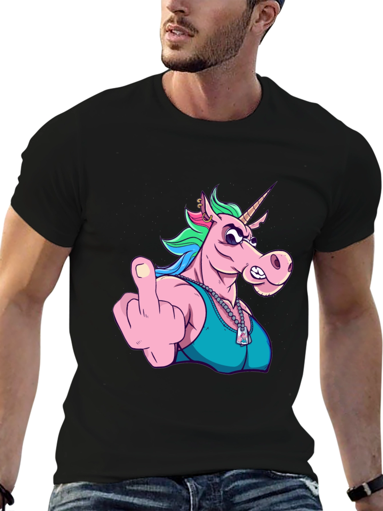 Funny Unicorn Middle Finger Graphic Tee
