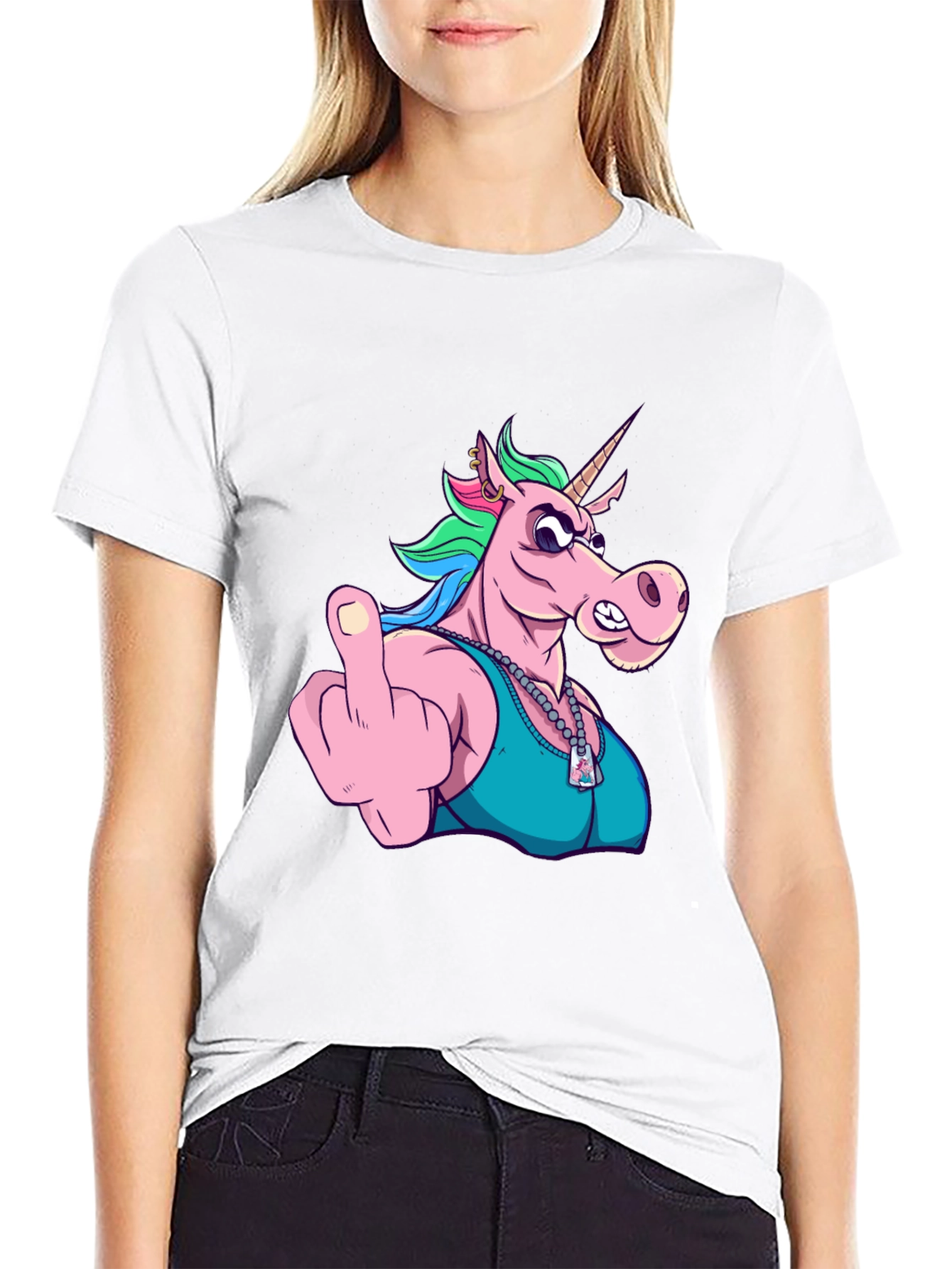 Funny Unicorn Middle Finger Graphic Tee