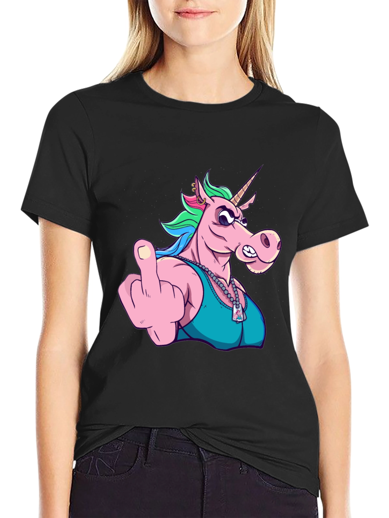 Funny Unicorn Middle Finger Graphic Tee