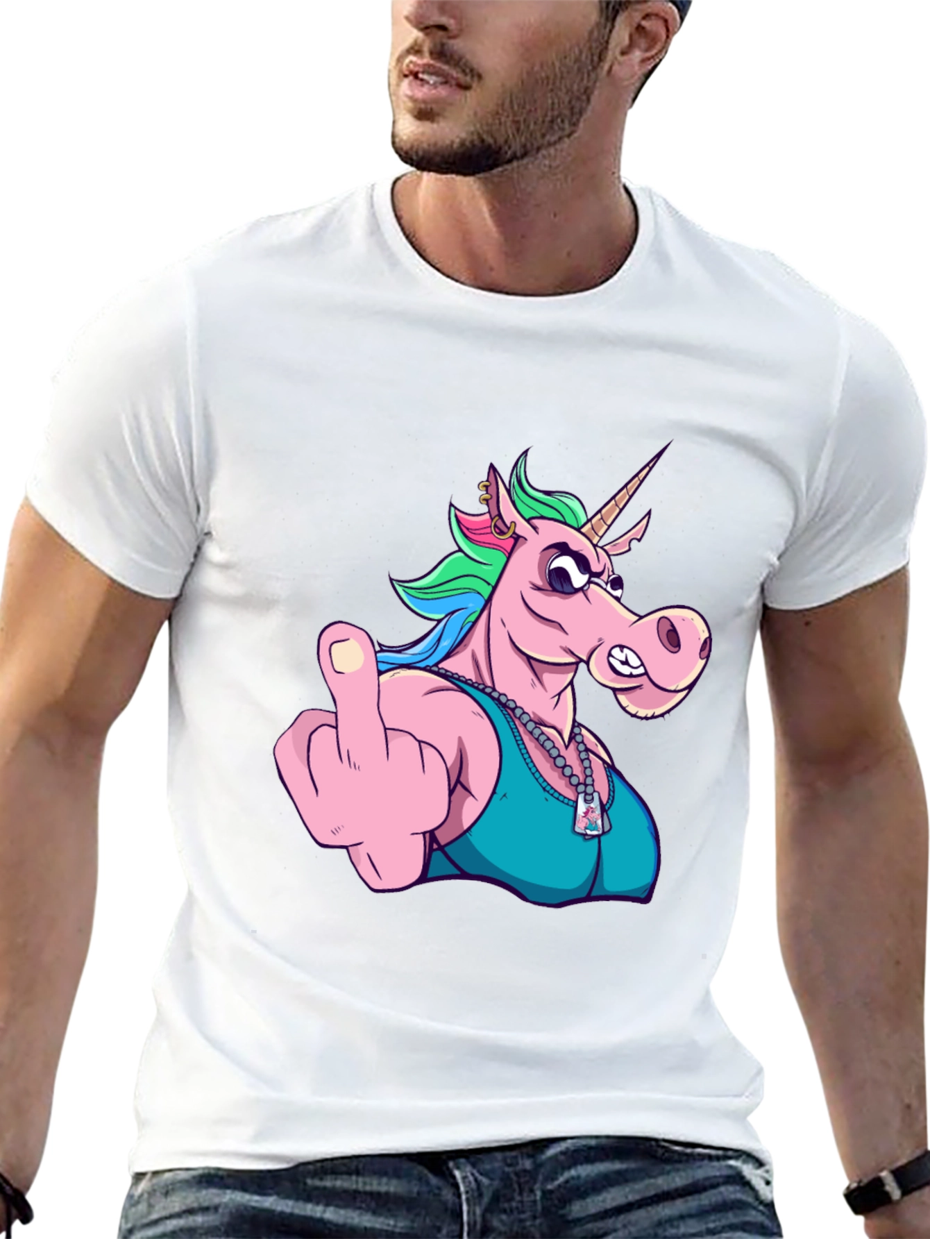 Funny Unicorn Middle Finger Graphic Tee