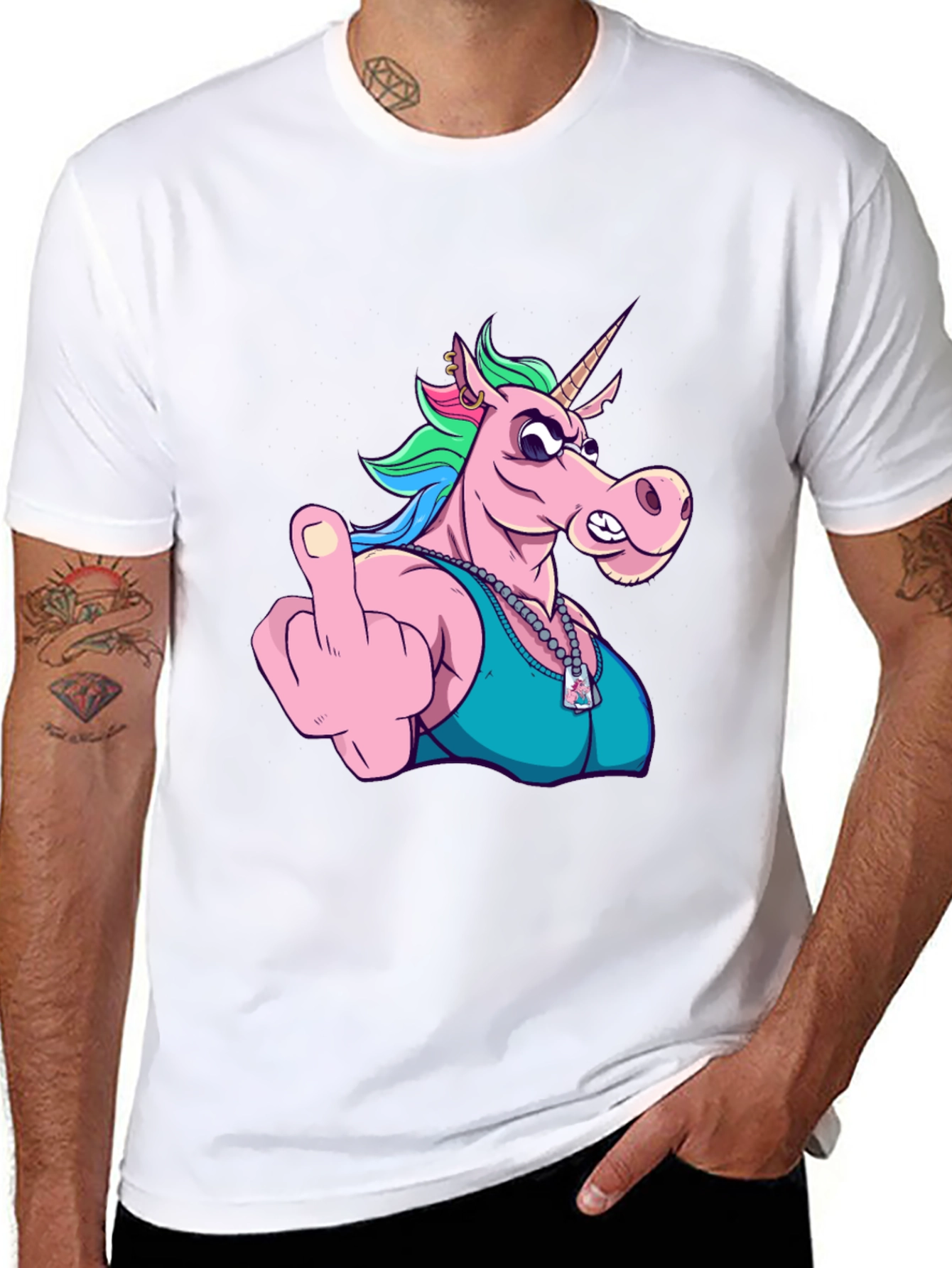 Funny Unicorn Middle Finger Graphic Tee
