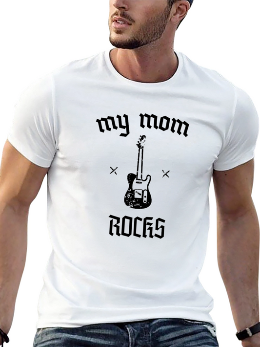 My Mom Rocks Guitar T-Shirt - Unisex Black Tee