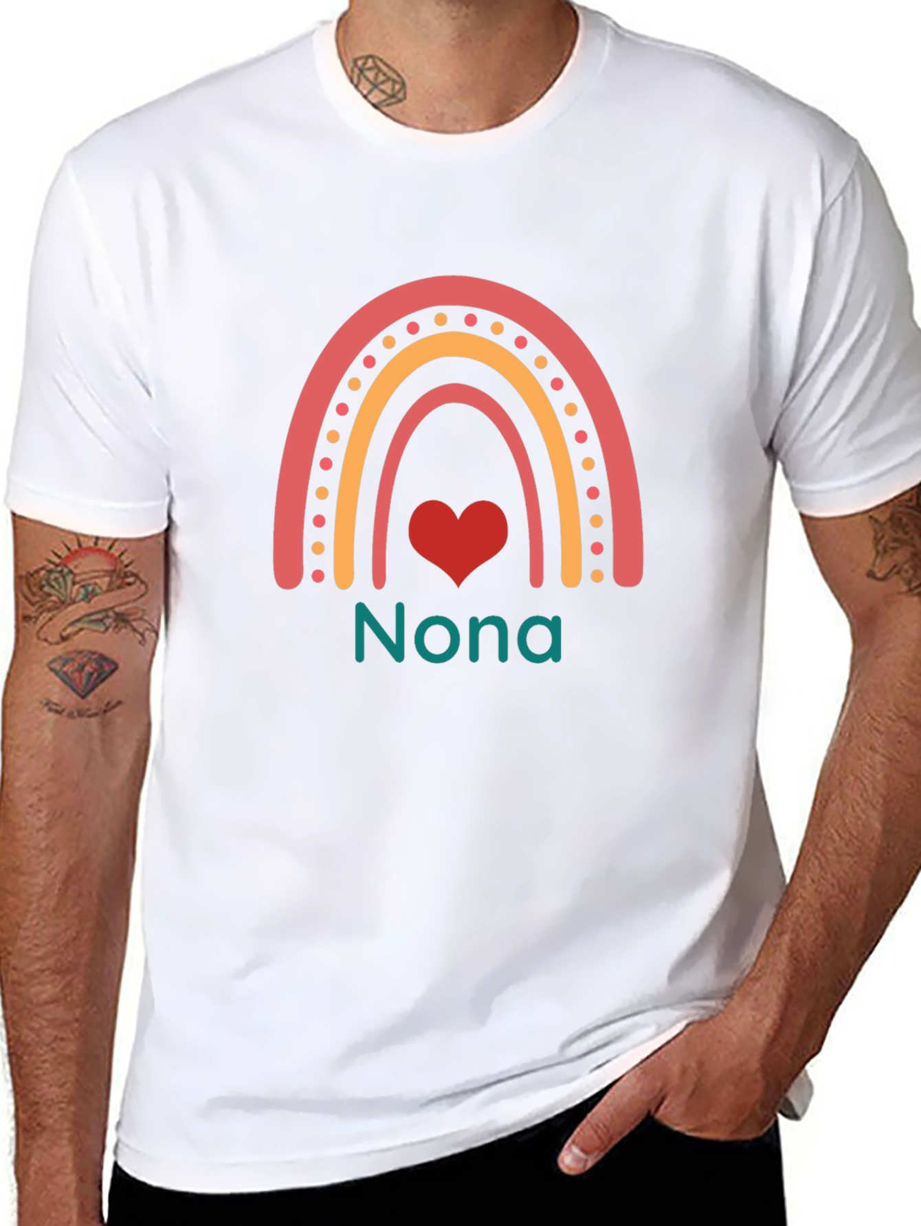Nona Rainbow Heart T-Shirt - Black
