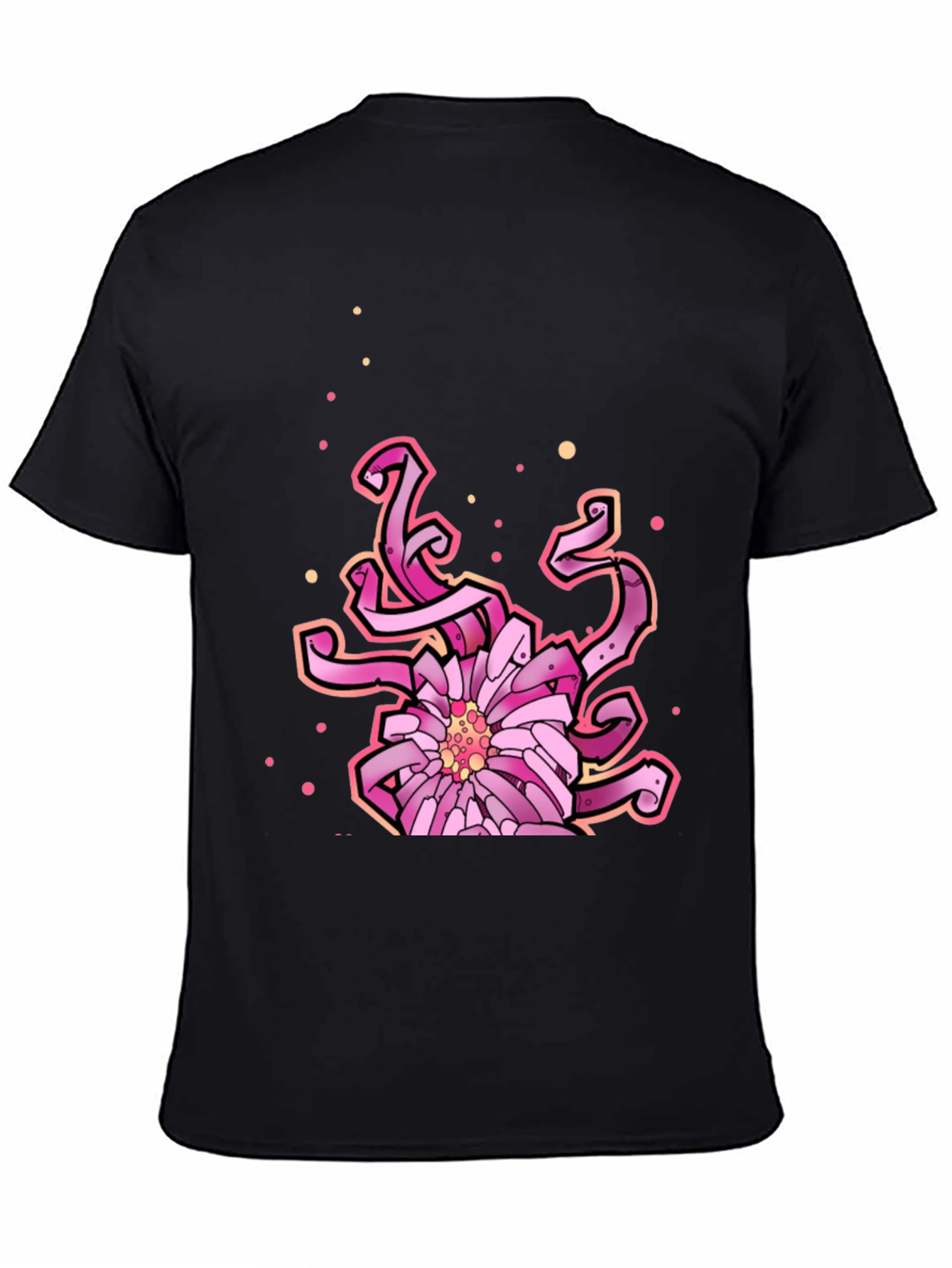 Floral Tentacle Graphic Tee - Black Cotton Blend