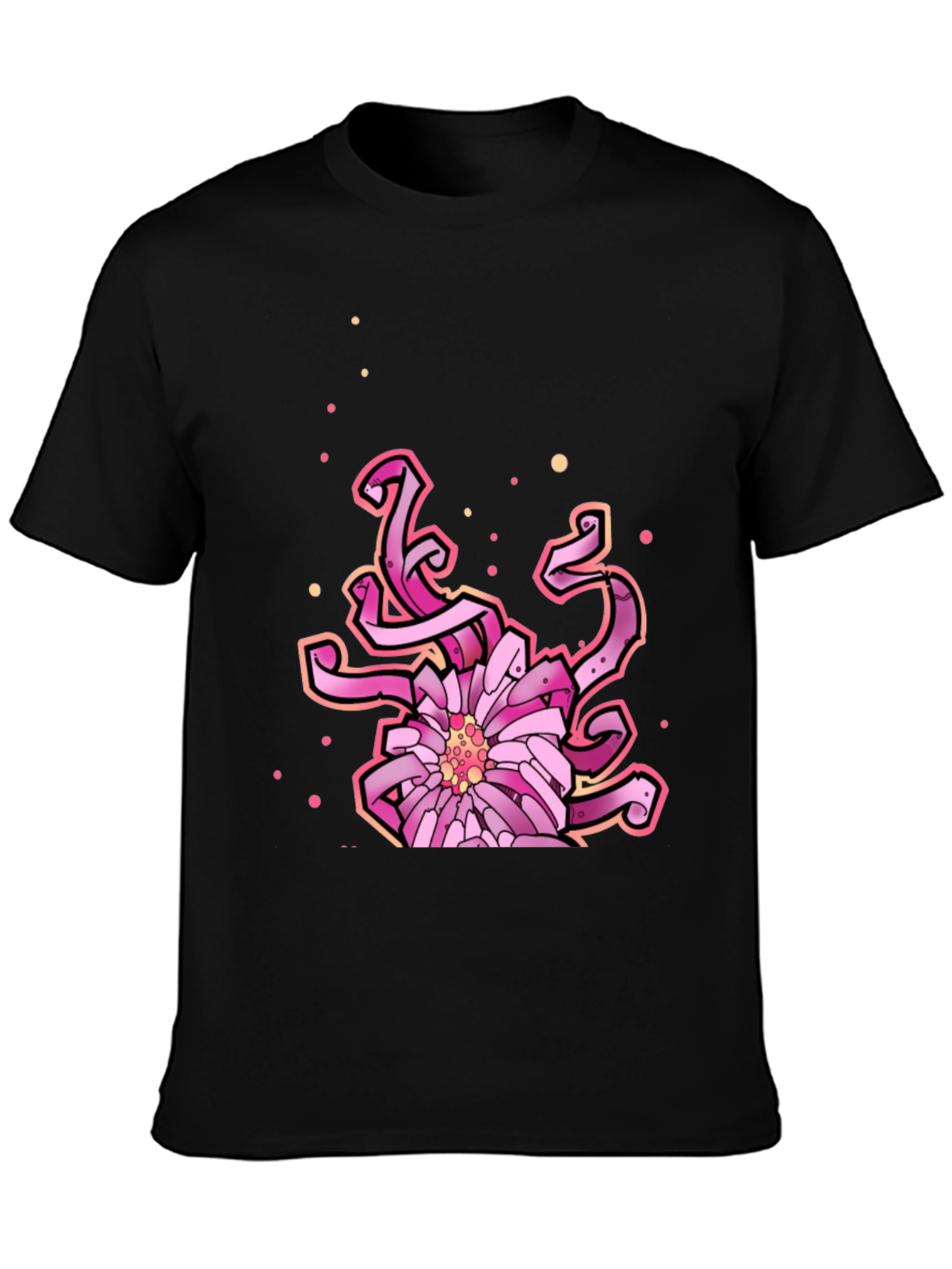 Floral Tentacle Graphic Tee - Black Cotton Blend