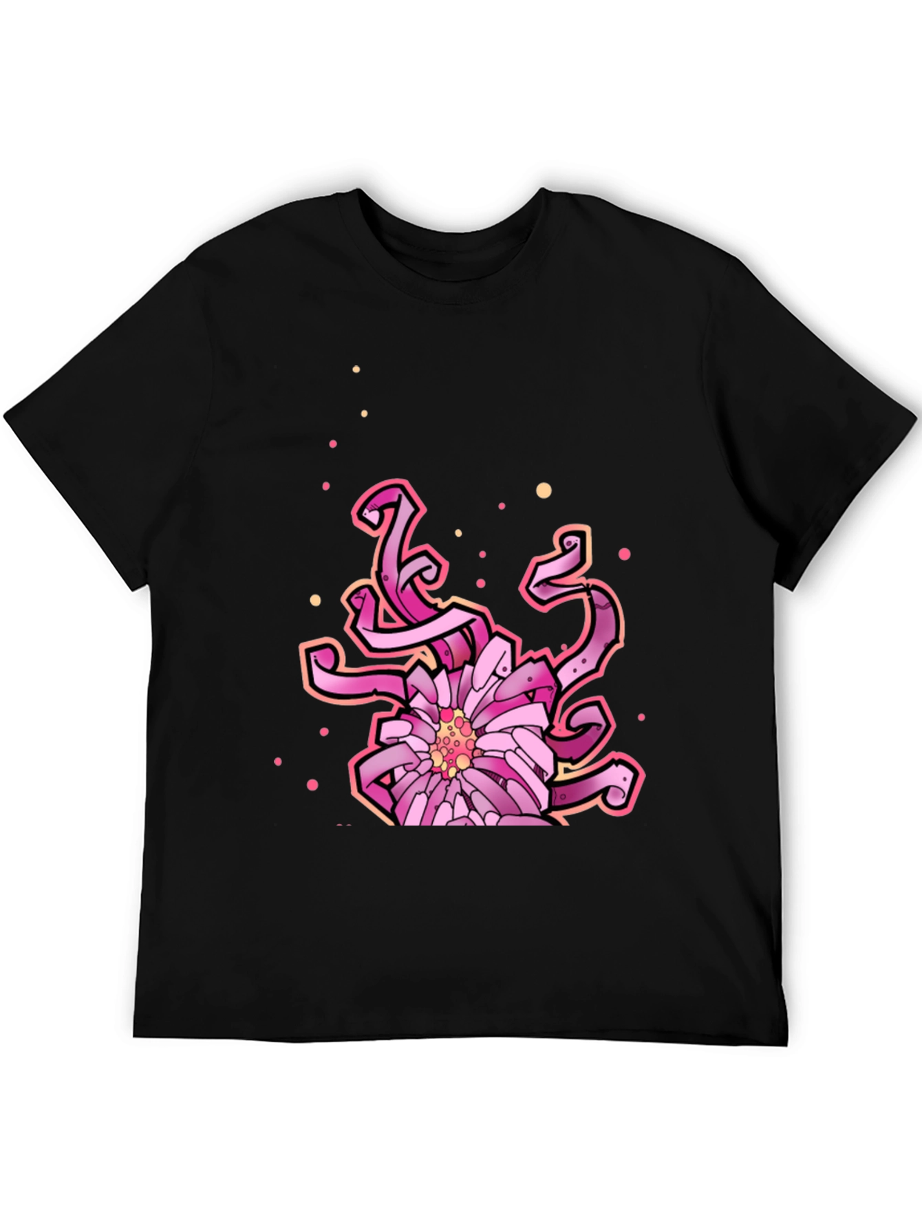 Floral Tentacle Graphic Tee - Black Cotton Blend