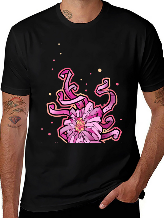 Floral Tentacle Graphic Tee - Black Cotton Blend