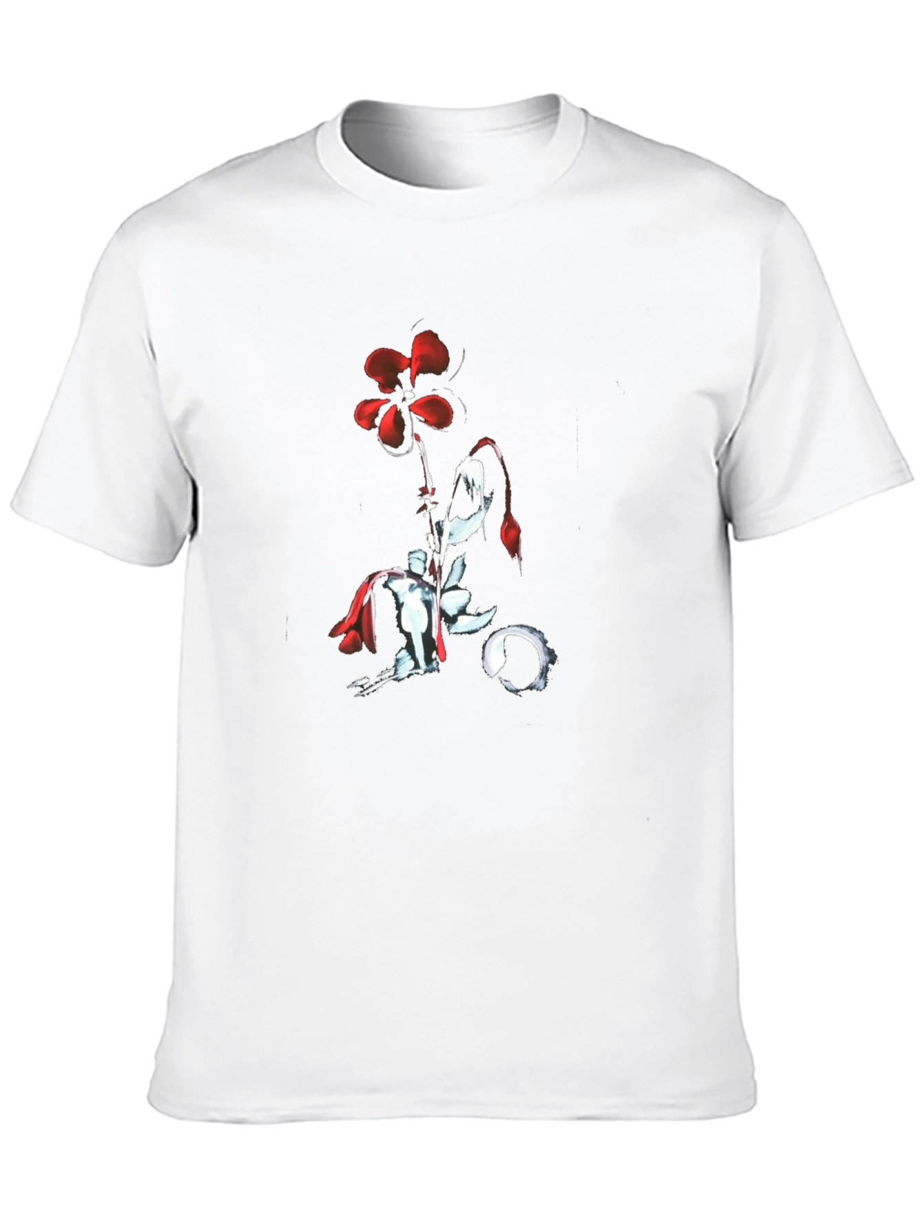 Red Flower Black T-Shirt