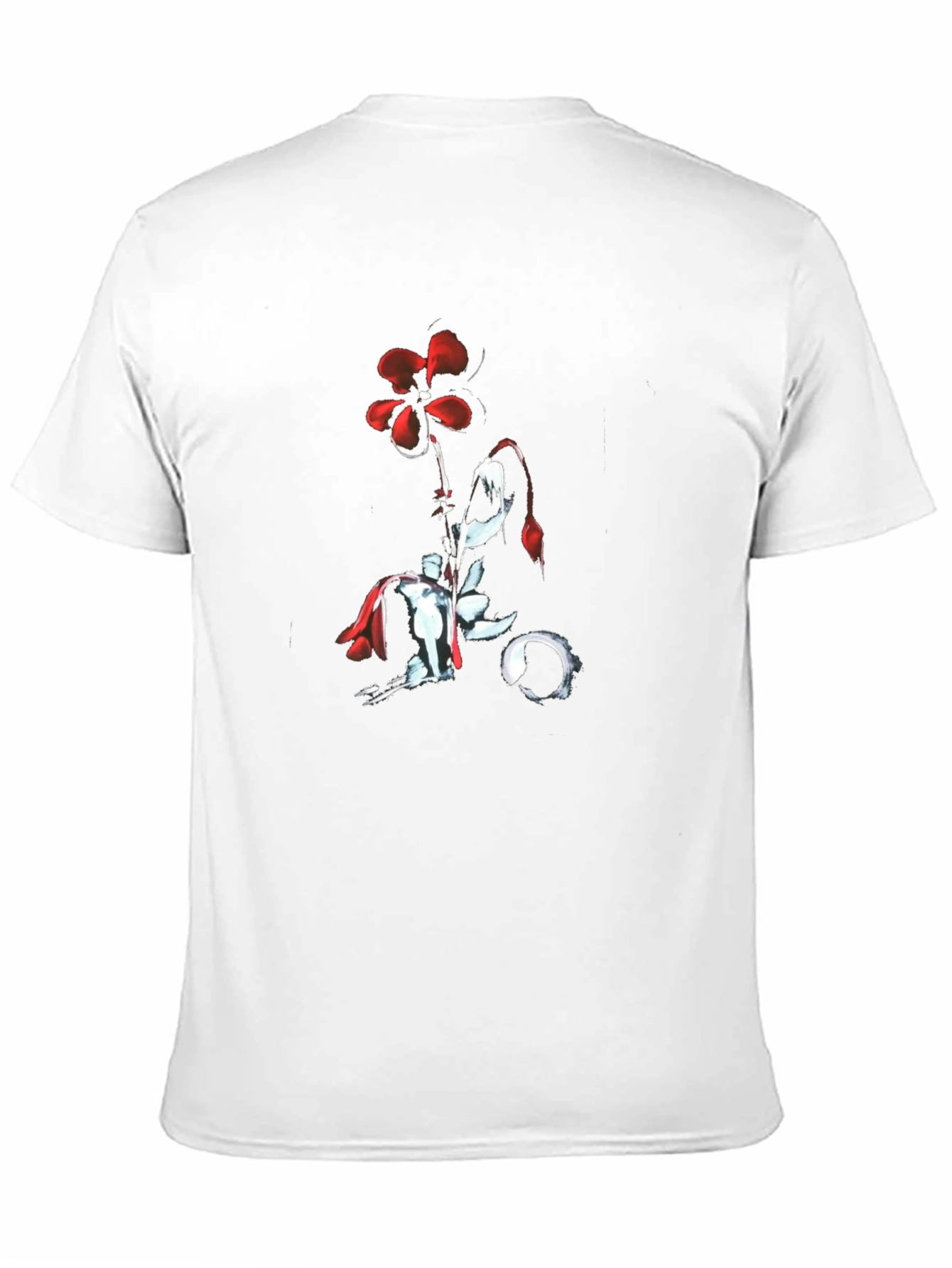 Red Flower Black T-Shirt