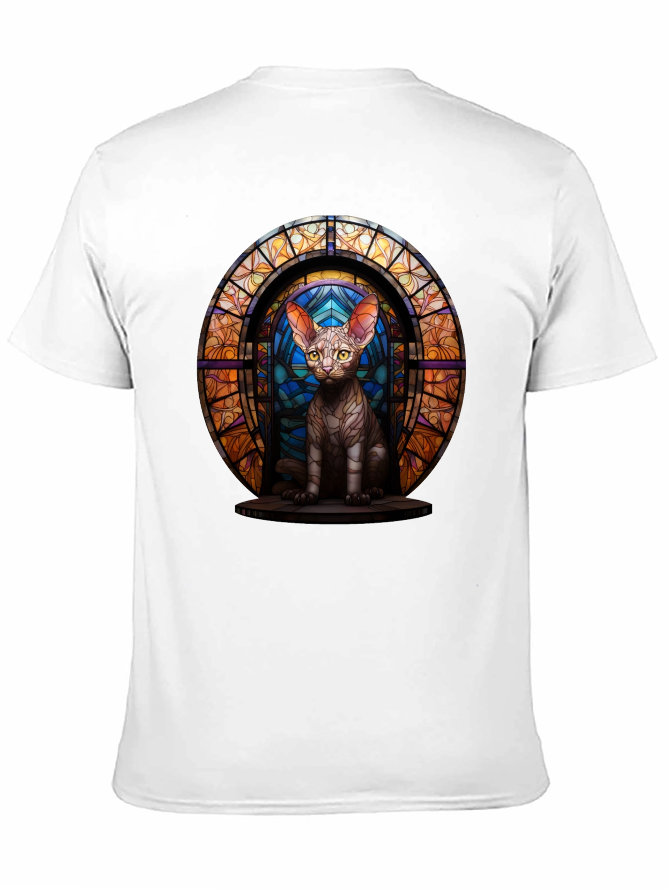 Stained Glass Cat T-Shirt - Unique Graphic Tee