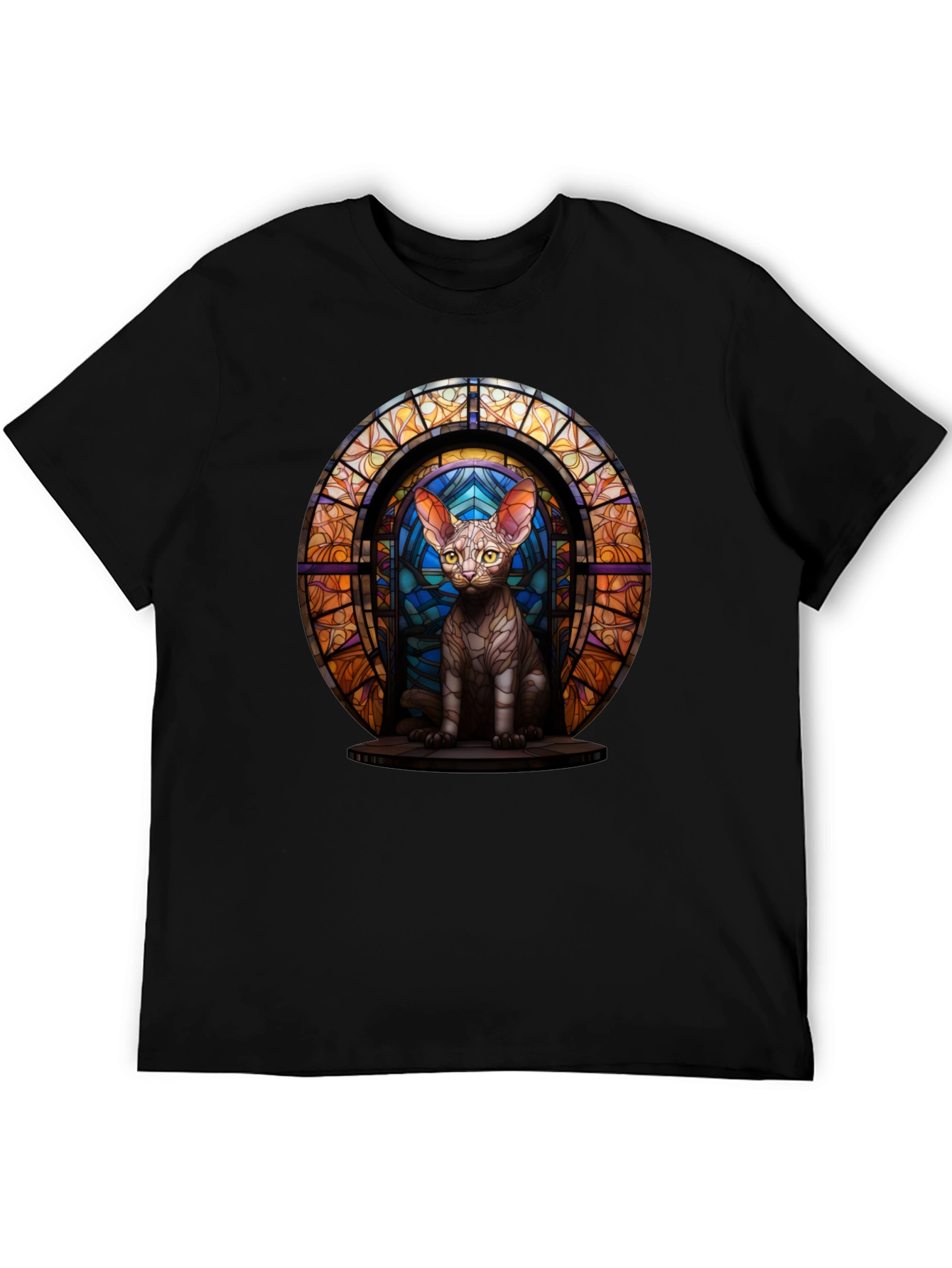 Stained Glass Cat T-Shirt - Unique Graphic Tee