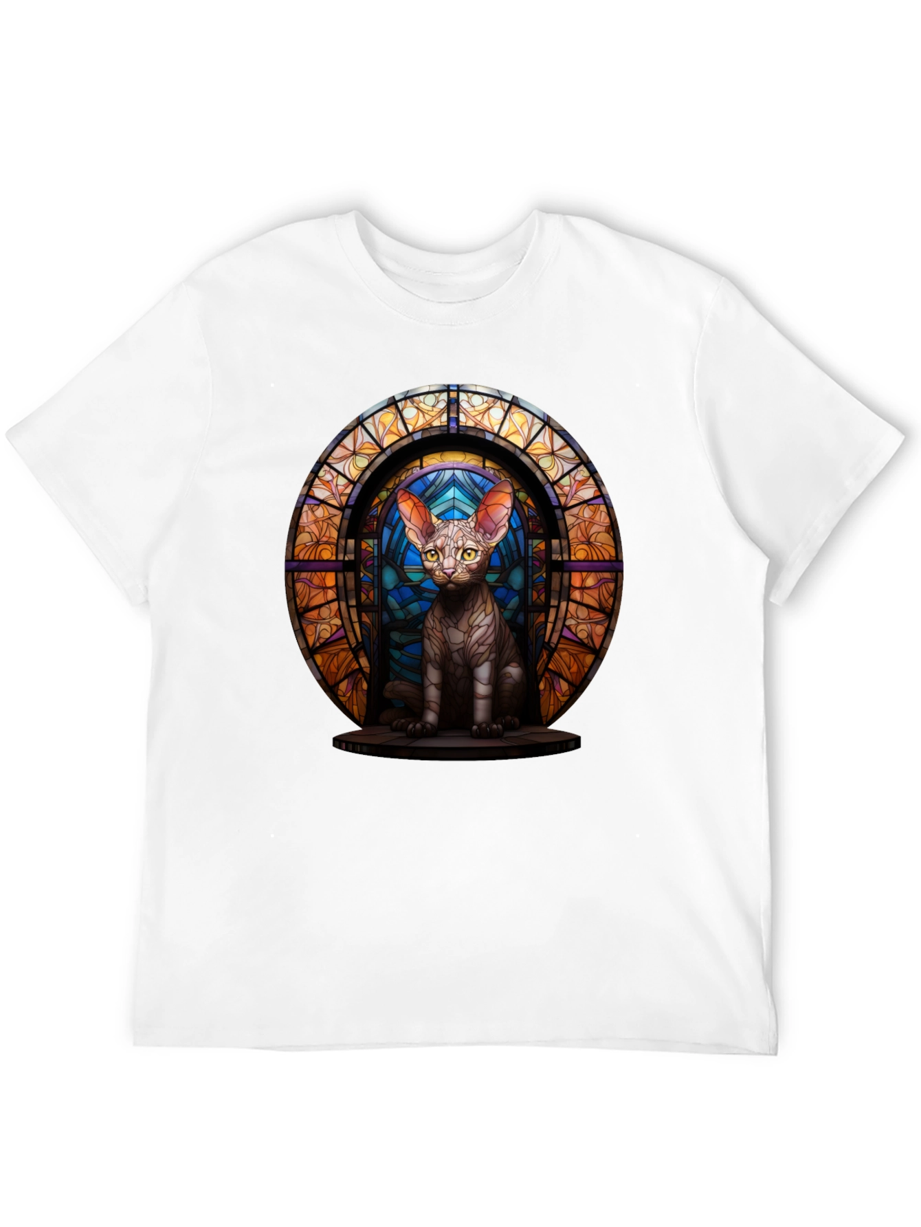 Stained Glass Cat T-Shirt - Unique Graphic Tee