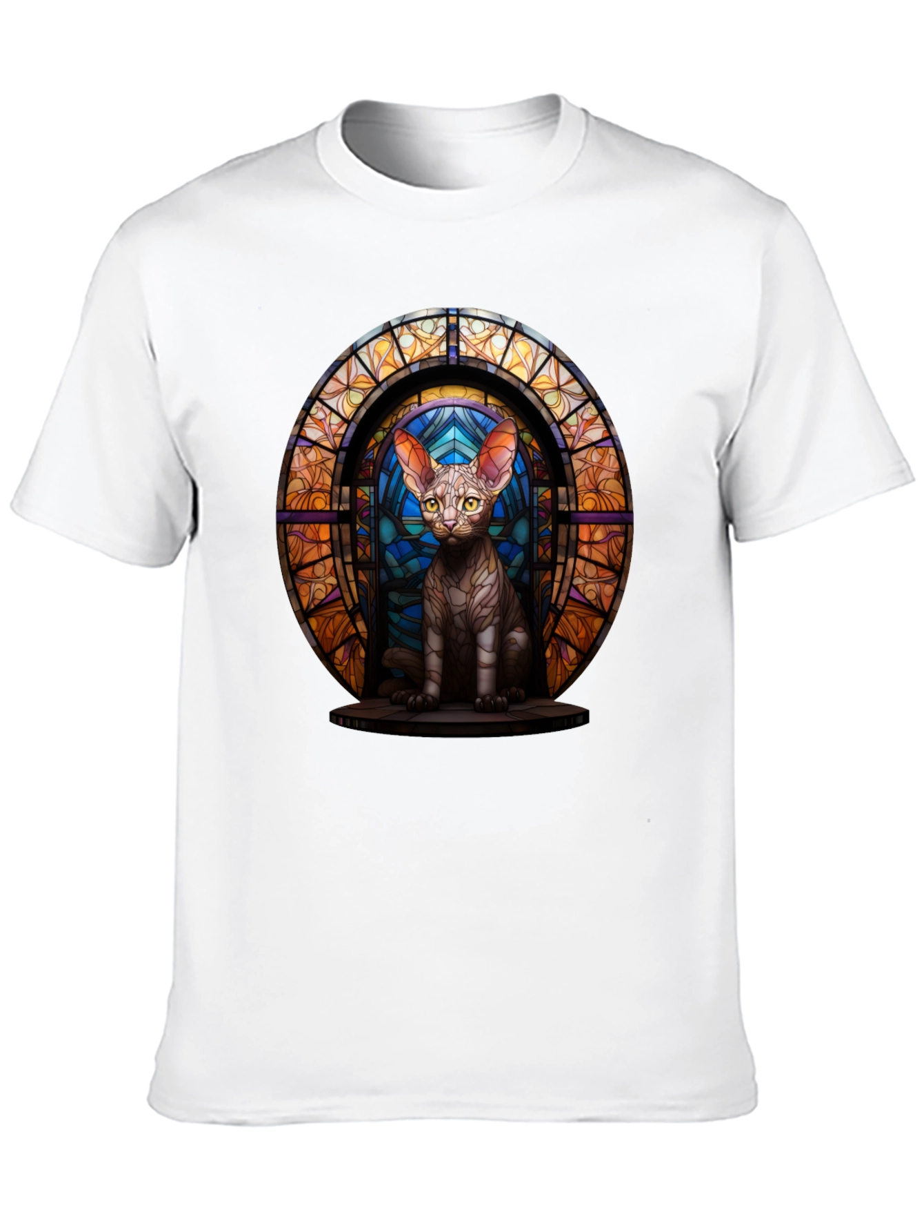 Stained Glass Cat T-Shirt - Unique Graphic Tee