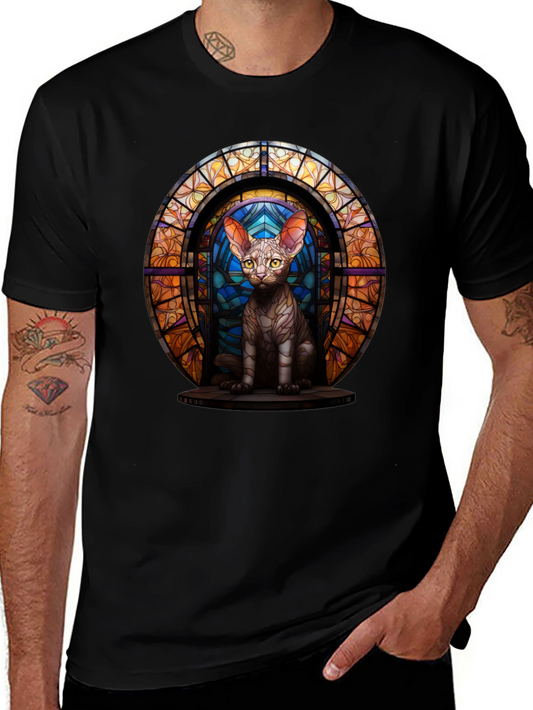 Stained Glass Cat T-Shirt - Unique Graphic Tee