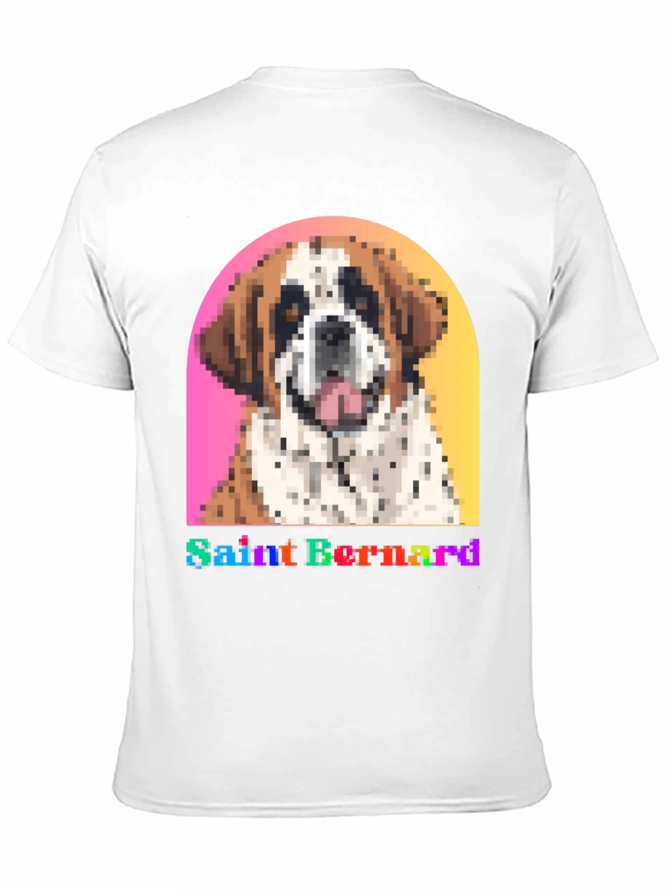 Saint Bernard Dog Pixel Art Black T-Shirt